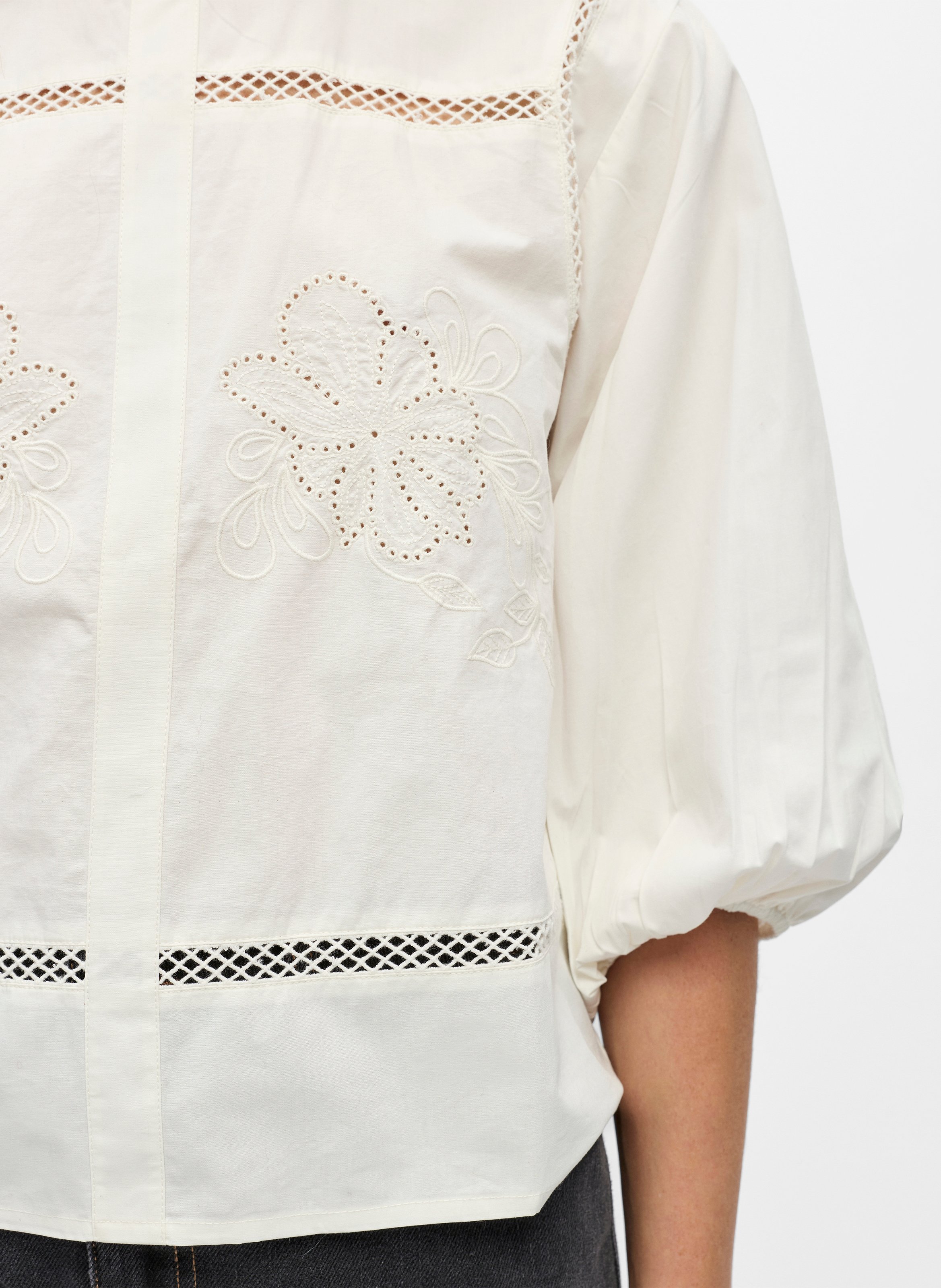Blouse oversize col rond en coton OBJECT Beige