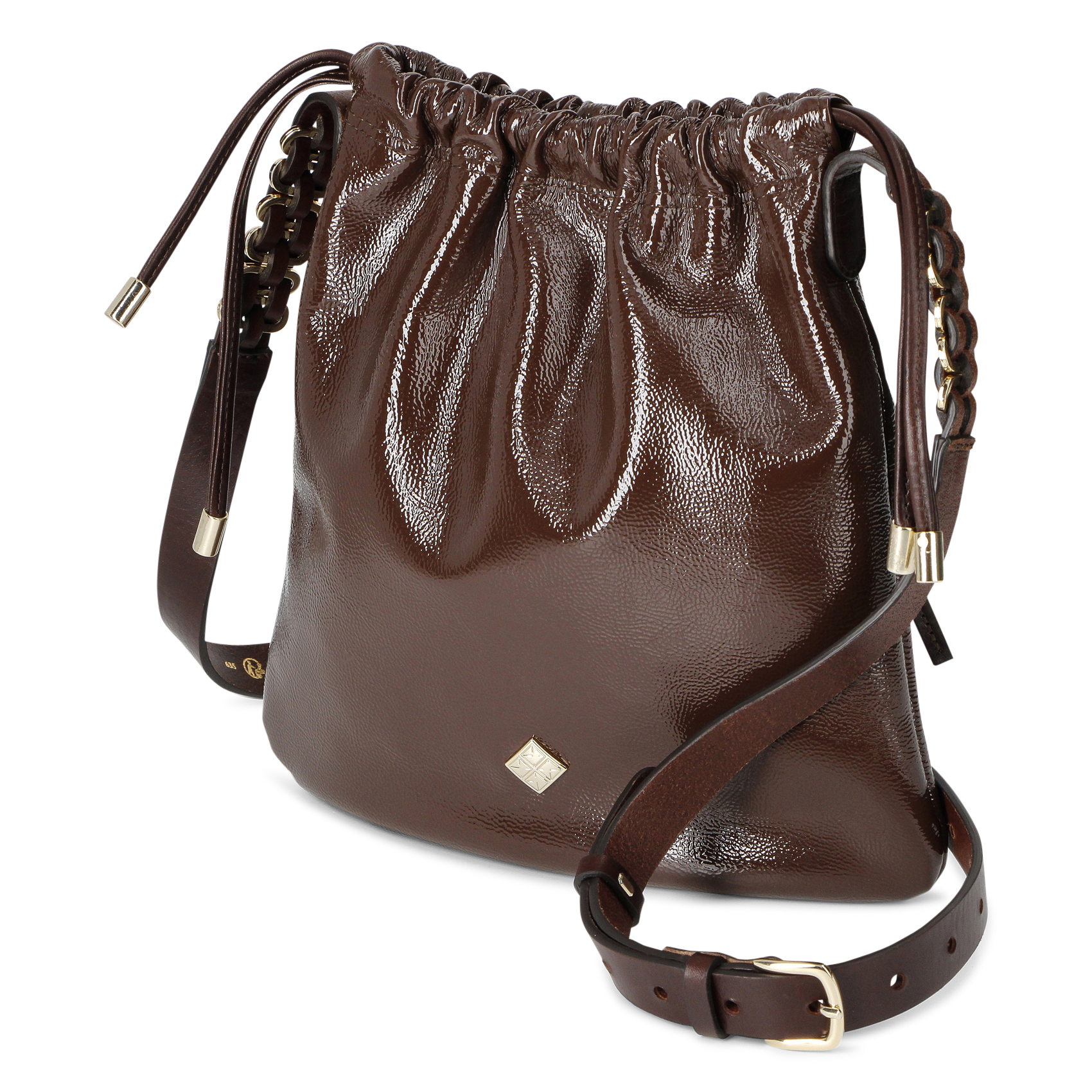 Sac bandoulière en cuir vernis HERBERT FRERE SOEUR Marron