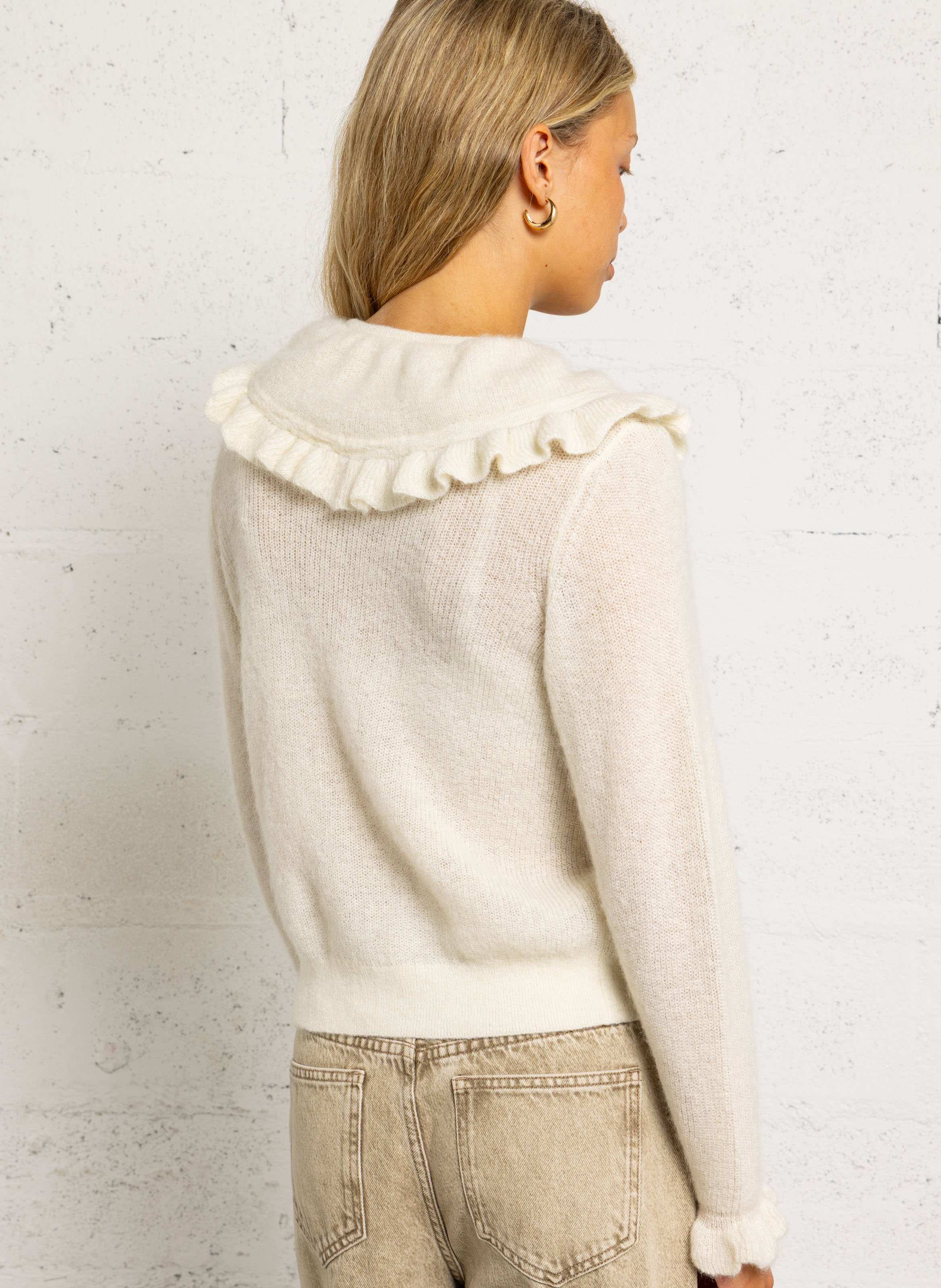 Straight knit collar gilet DES PETITS HAUTS Beige