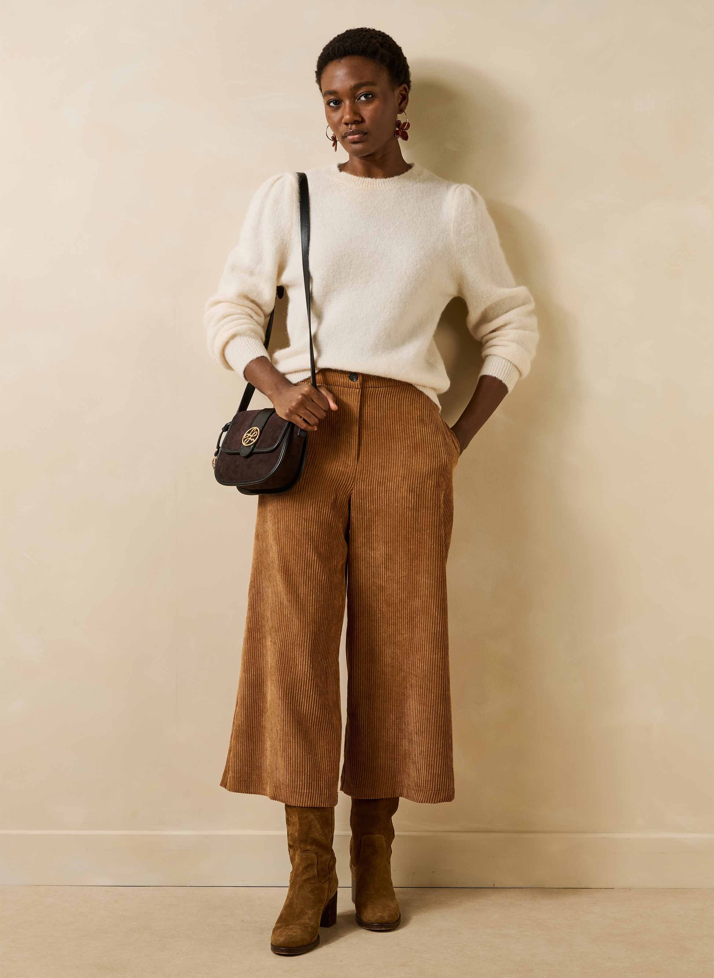 Round-neck alpaca-blend sweater LA FEE MARABOUTEE White