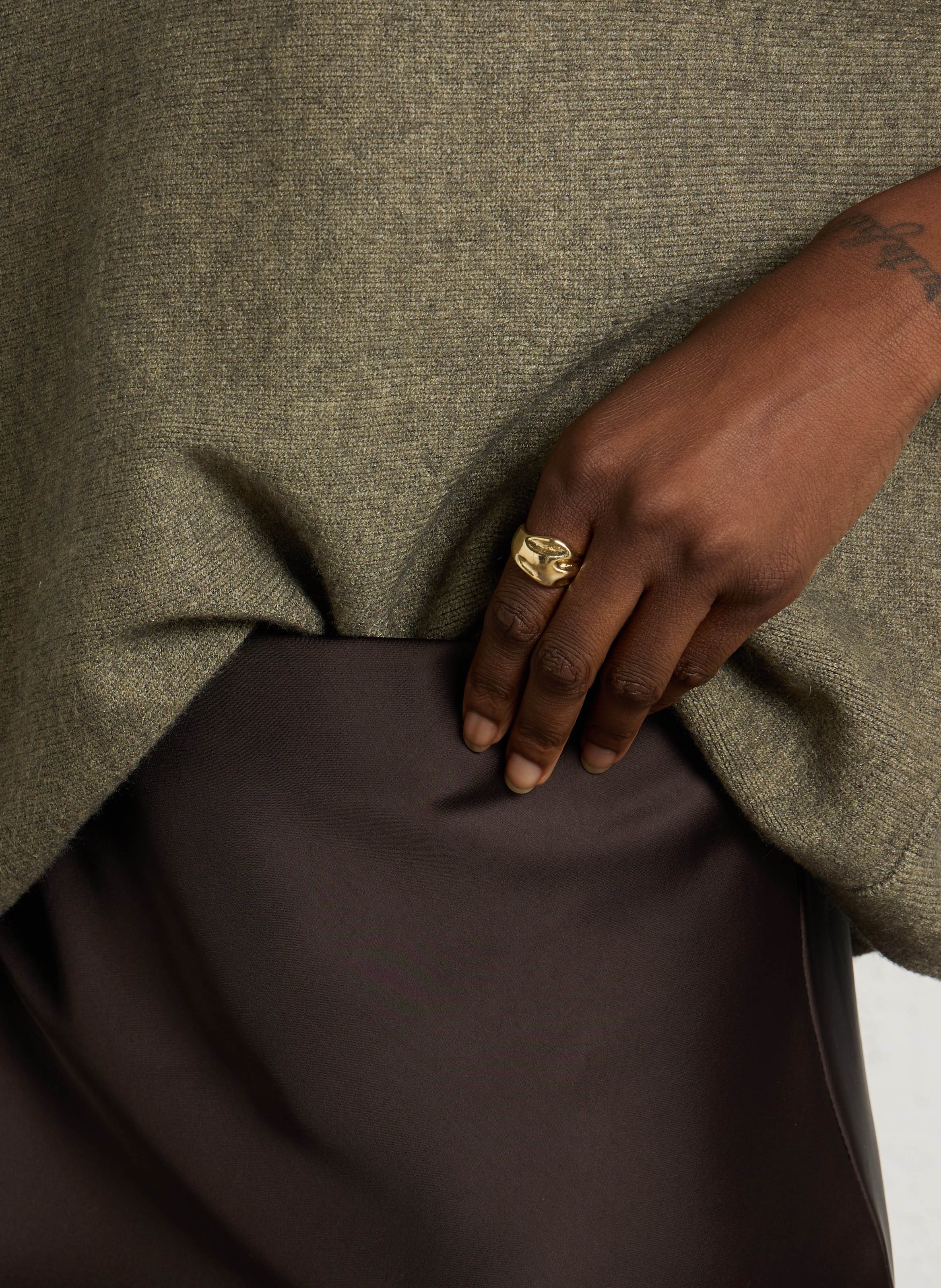 Jupe midi fluide IMPERIAL Marron