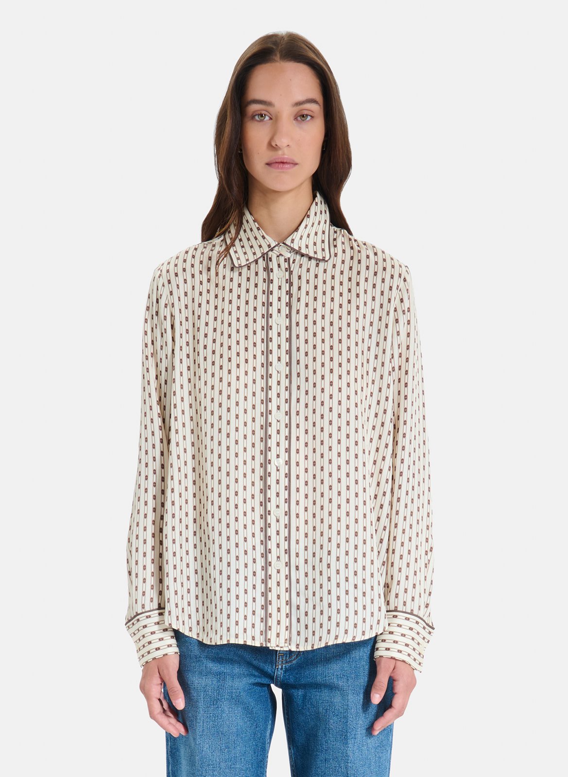 Rechte en vloeiende blouse met print ZAPA Blauw