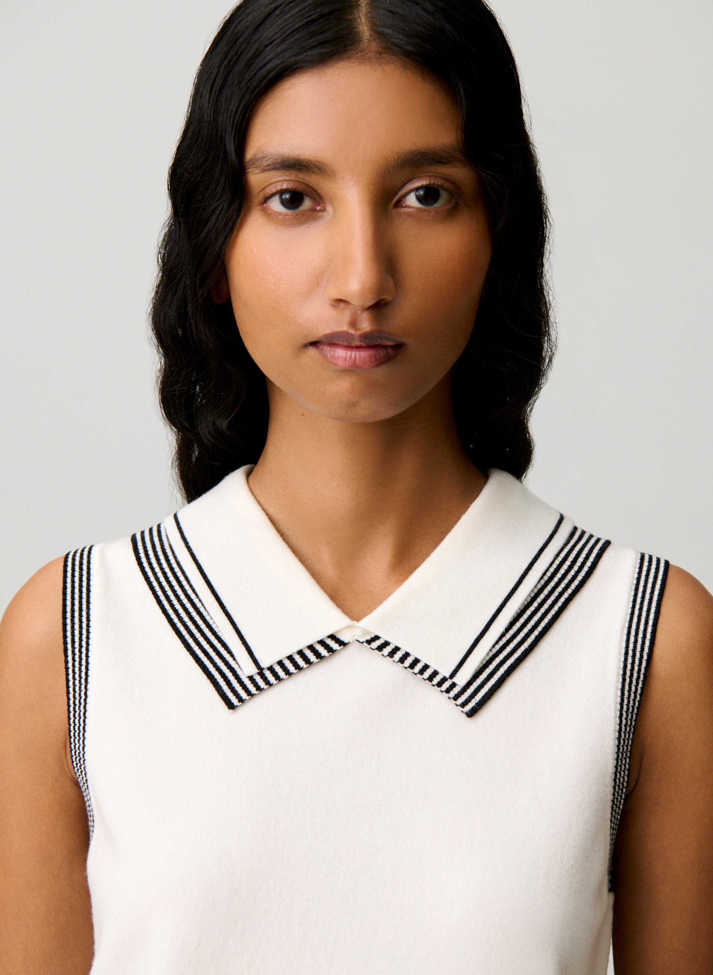 Top col classique en laine mélangée CLAUDIE PIERLOT Beige