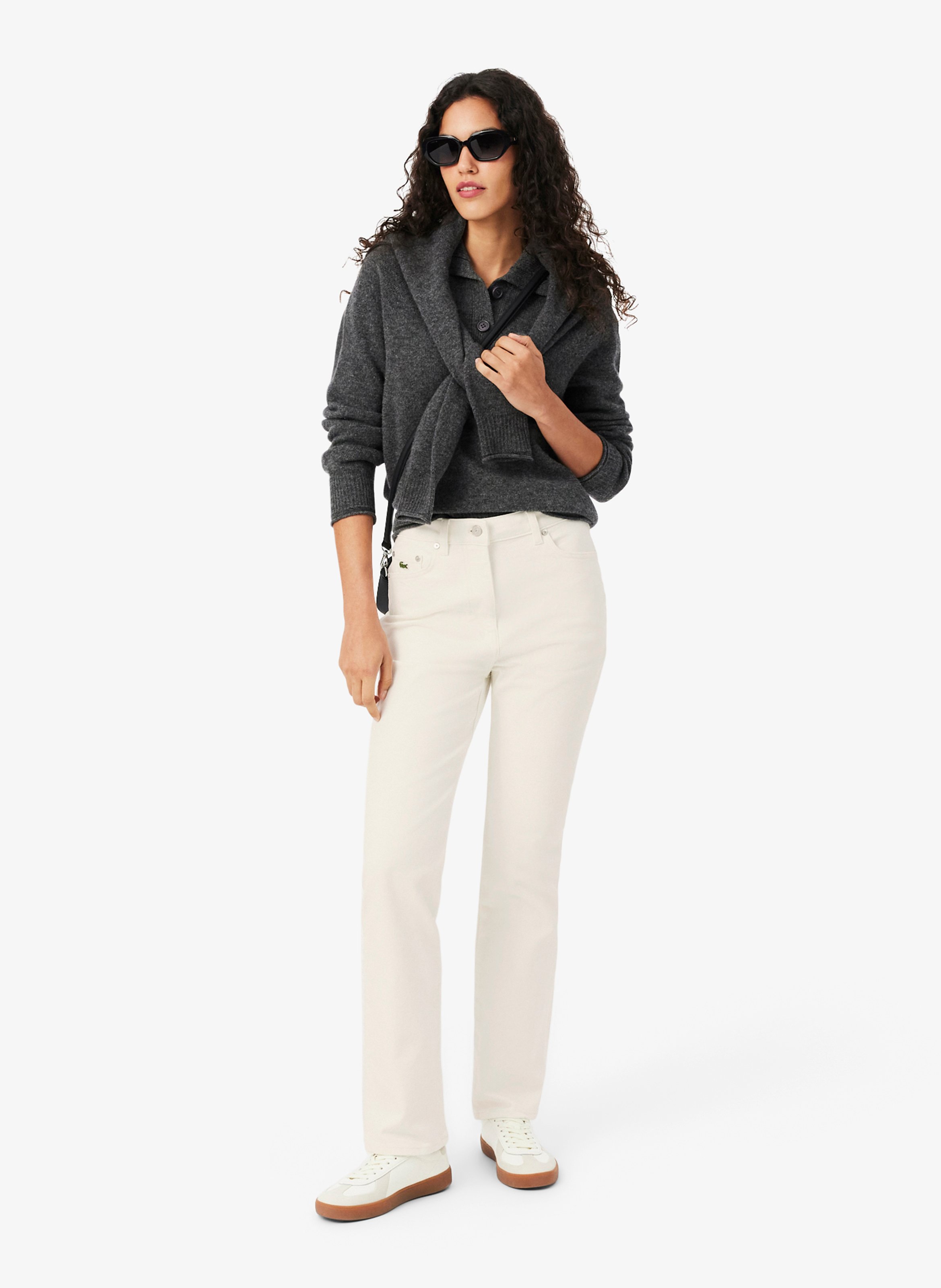 Gerade geschnittene Hose aus Baumwoll-Mix mit hohem Bund LACOSTE Weiss