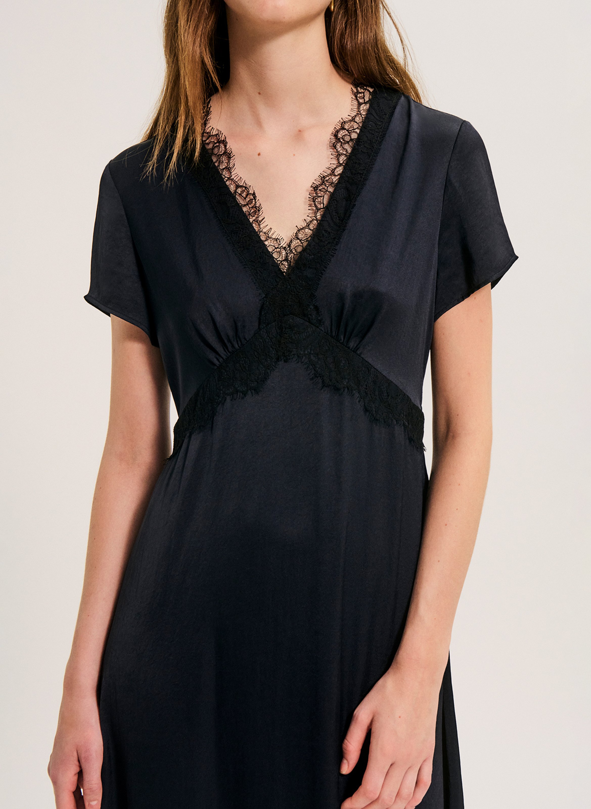 Robe midi encolure V  PABLO Bleu