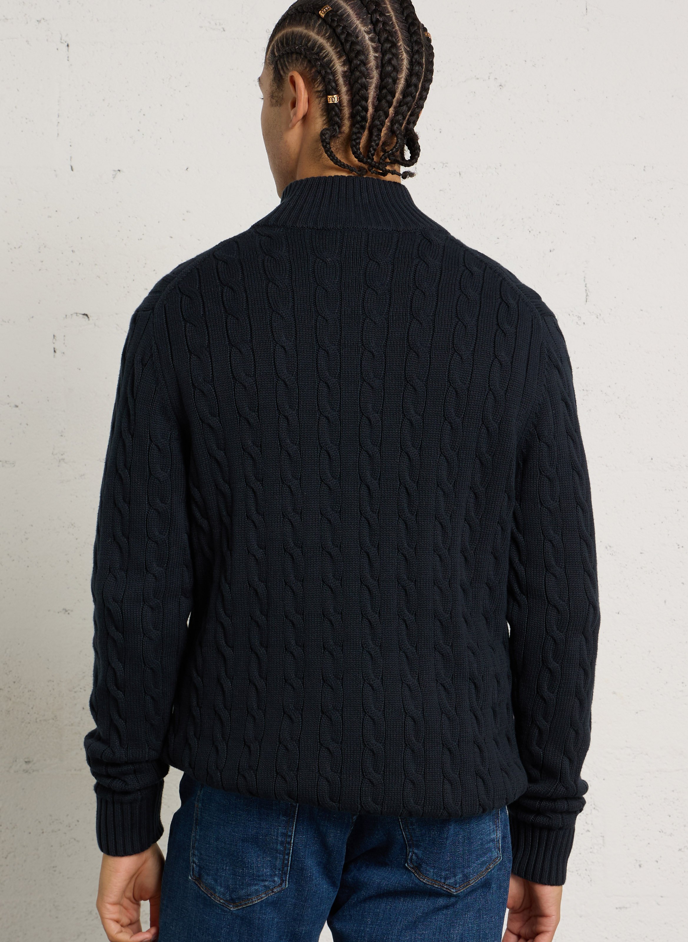 Twisted knit cotton sweater EDEN PARK Blue