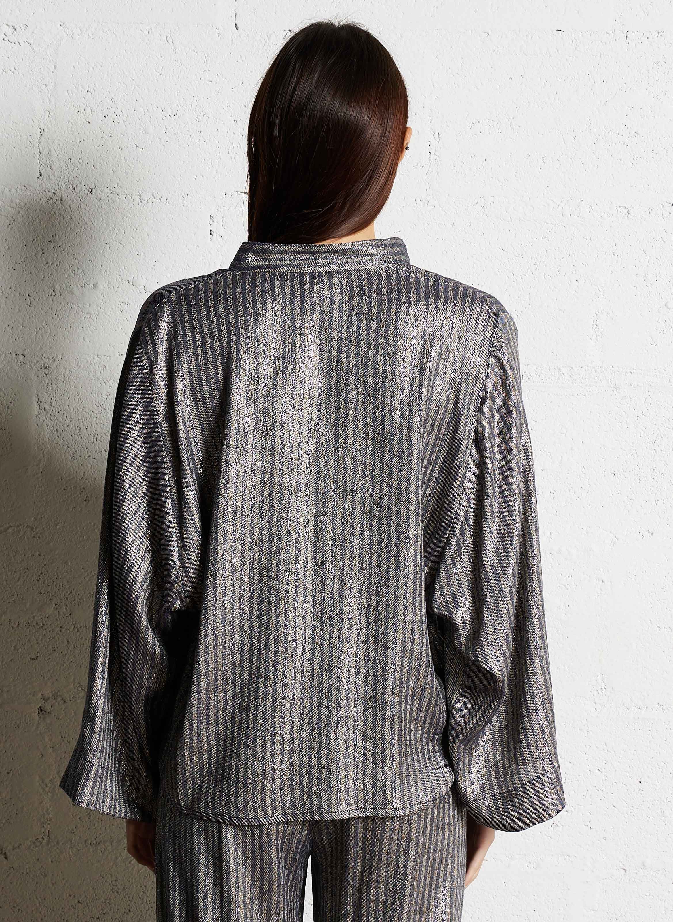 Oversized Long Sleeve Metallic Top DIEGA Beige