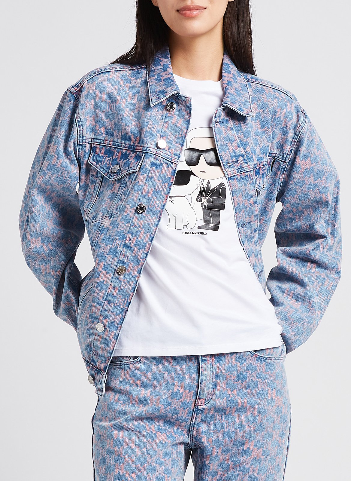 Printed denim jacket KARL LAGERFELD Faded jeans