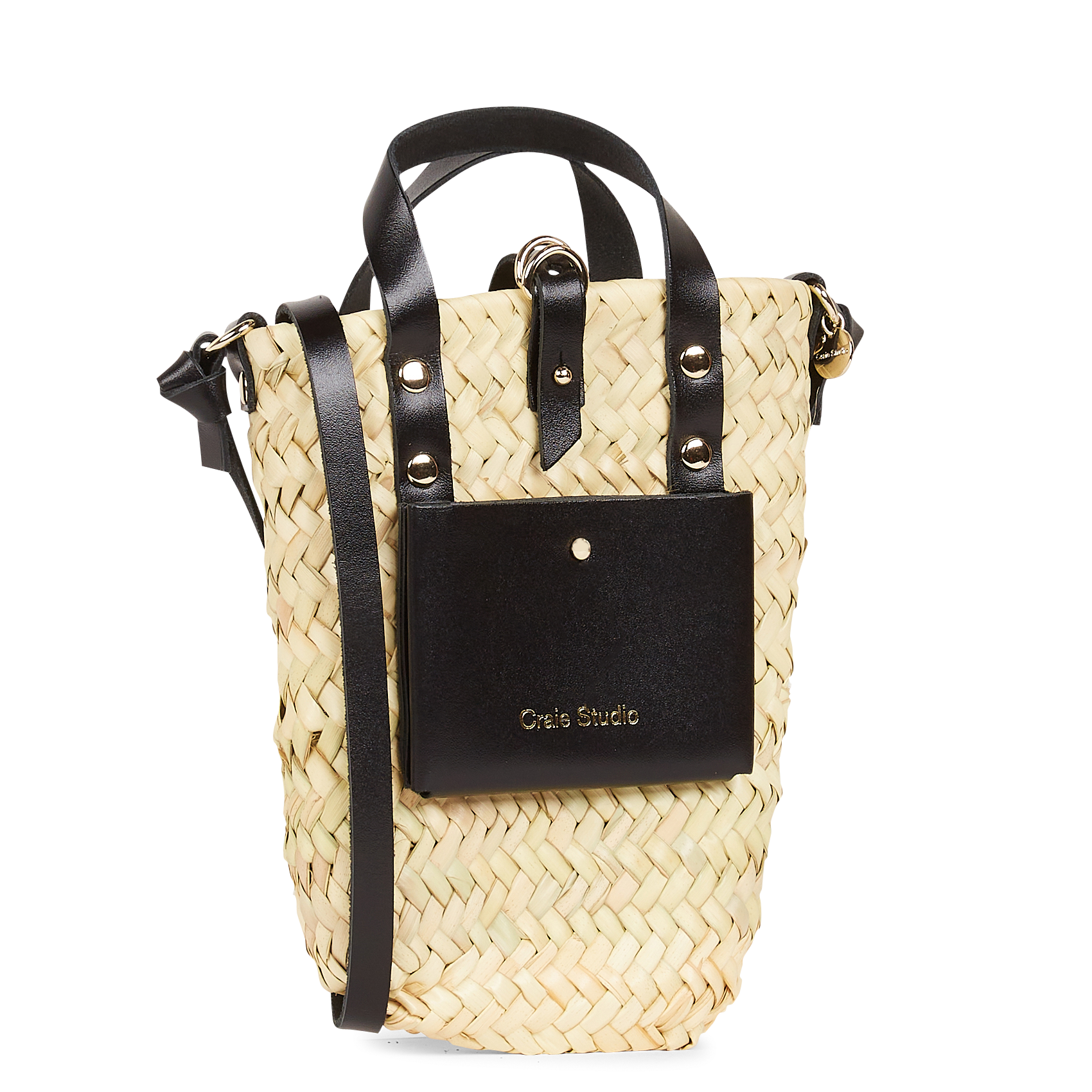 Panier tressé à la main au Maroc en fibre naturel de palmier Doum CRAIE STUDIO Noir