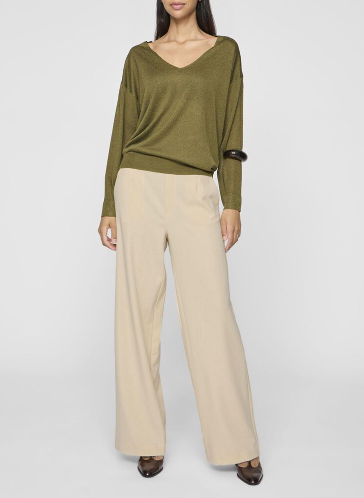 High-waisted carrot-cut trousers VILA White