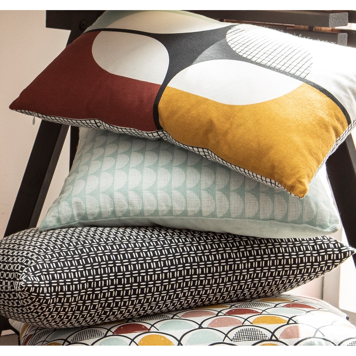 Printed cotton decorative cushion TODAY LINGE DE MAISON Blue