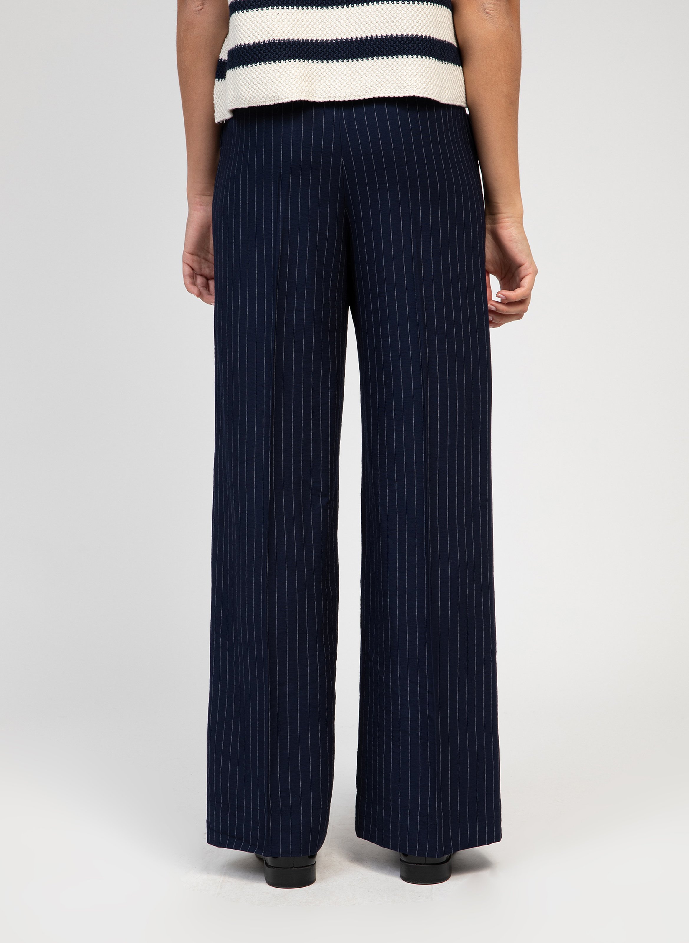 Rechte broek met knoopsluiting en strepen AN'GE Blauw