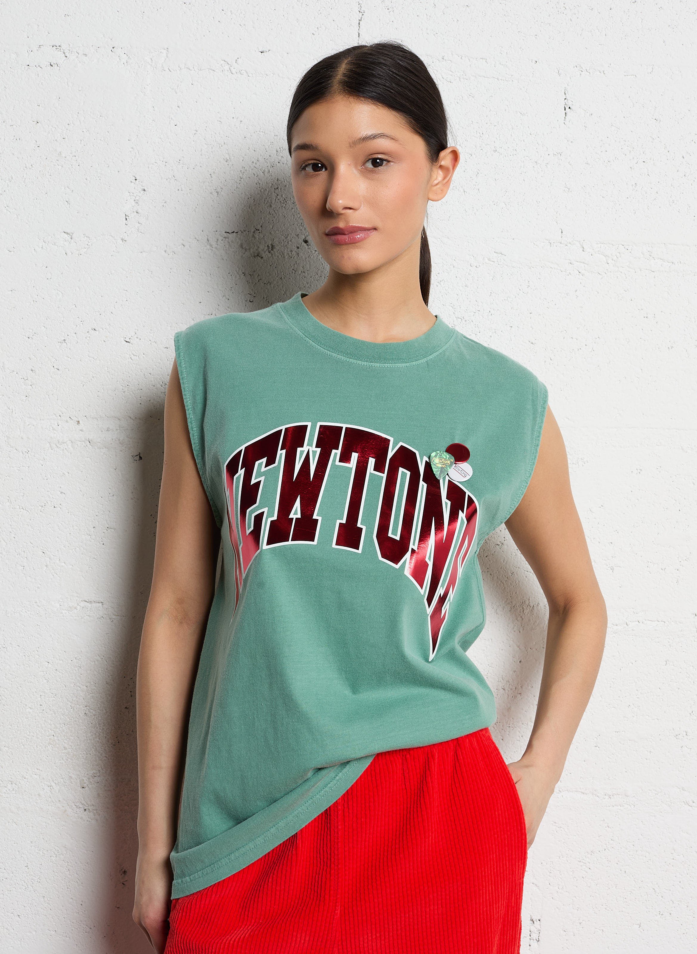 Straight fit short-sleeve printed t-shirt NEWTONE Green