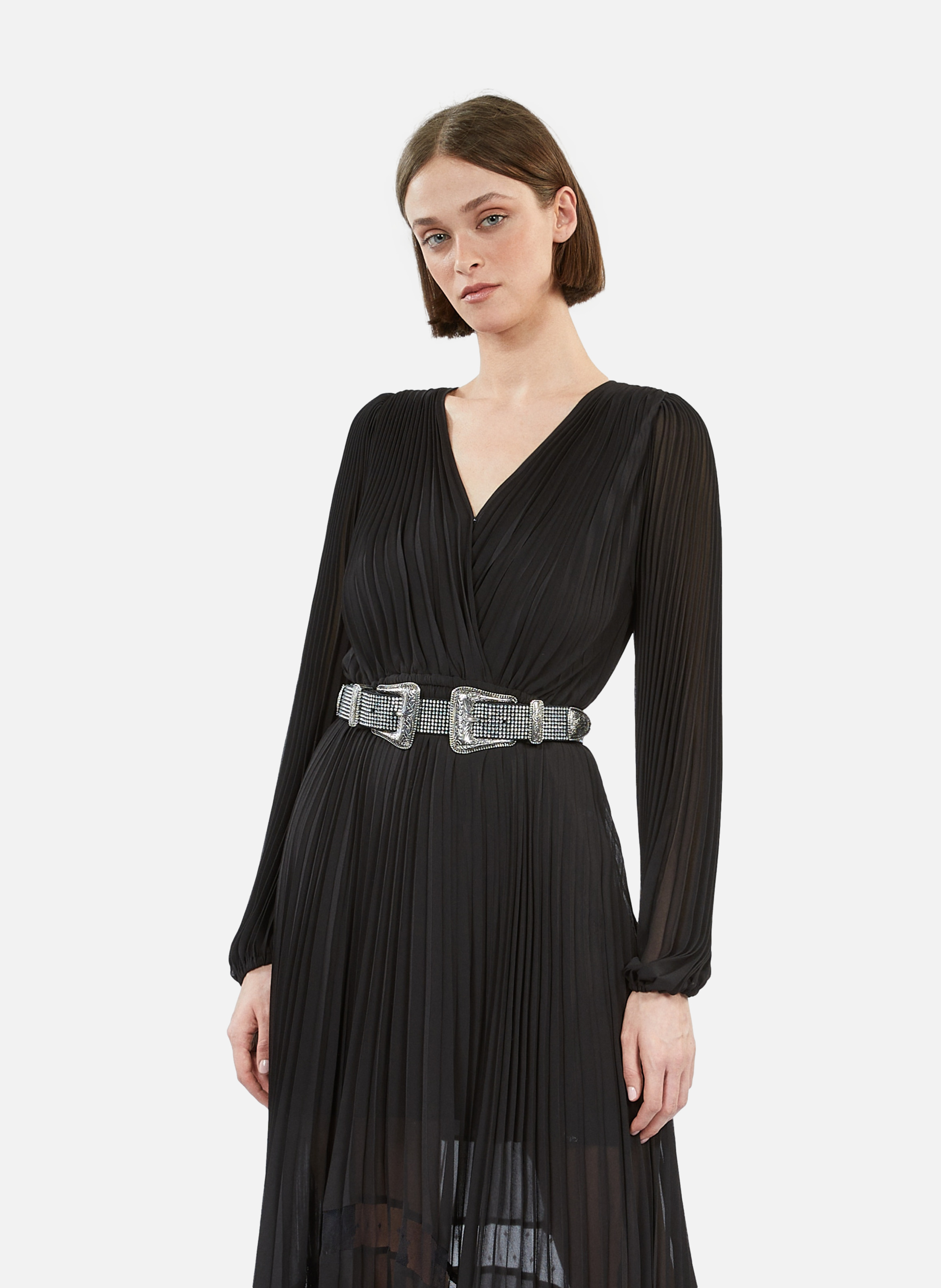 Long fluid dress with lace detail THE KOOPLES Black