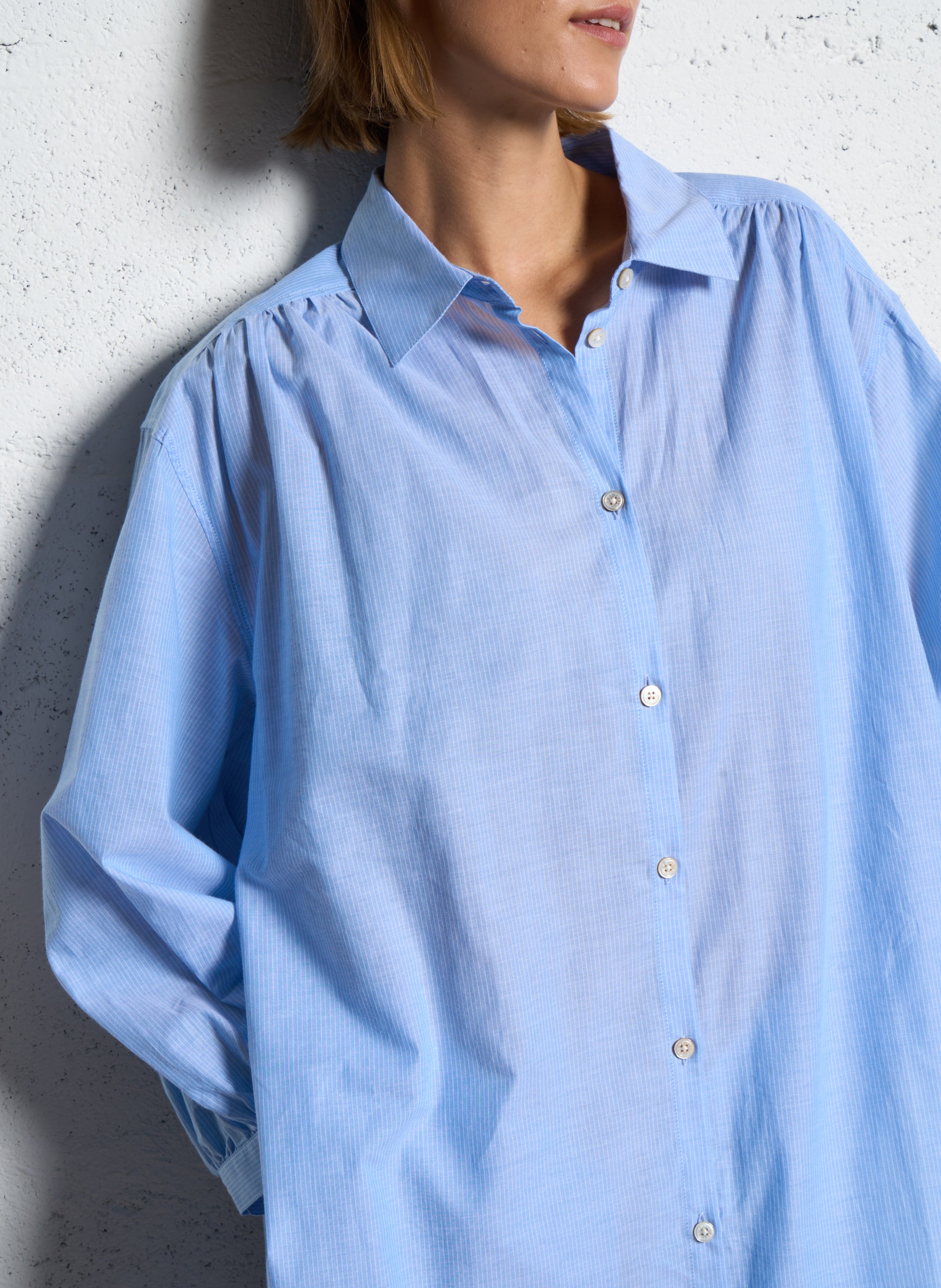 Halflange, gestreepte overhemdjurk RUE DE TOKYO Blauw