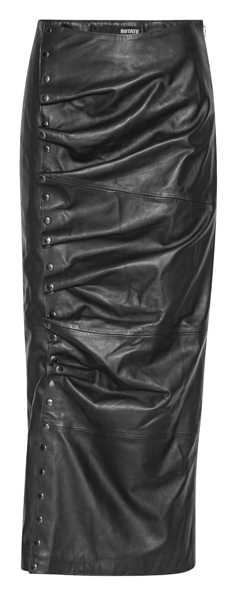 Jupe midi crayon en cuir ROTATE Noir