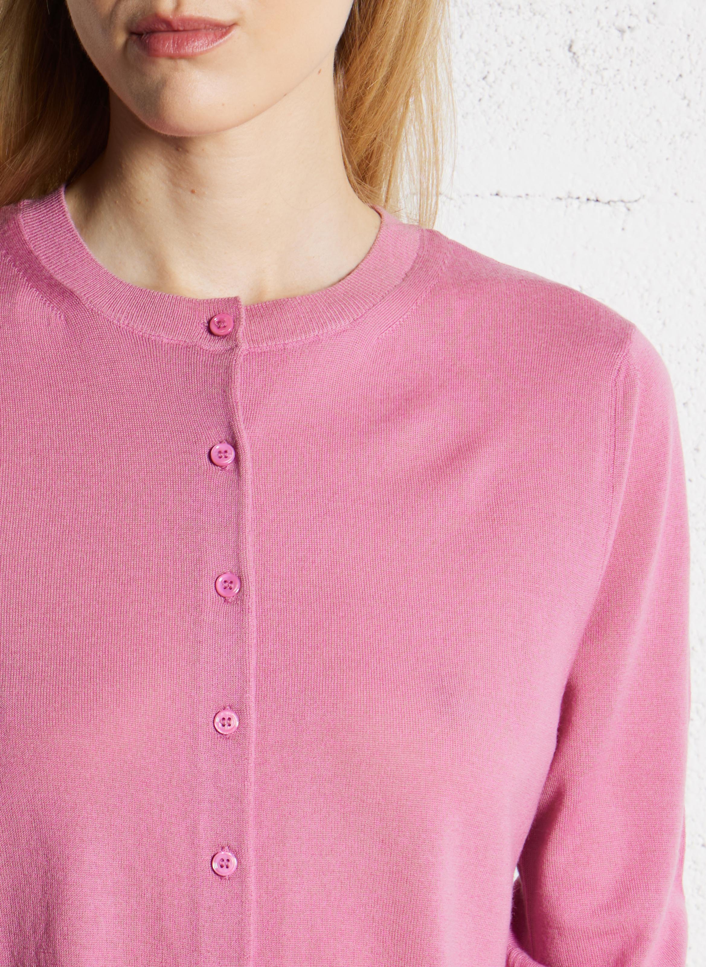 Cardigan court en laine mérinos extrafine Mila Bonbon Ekyog