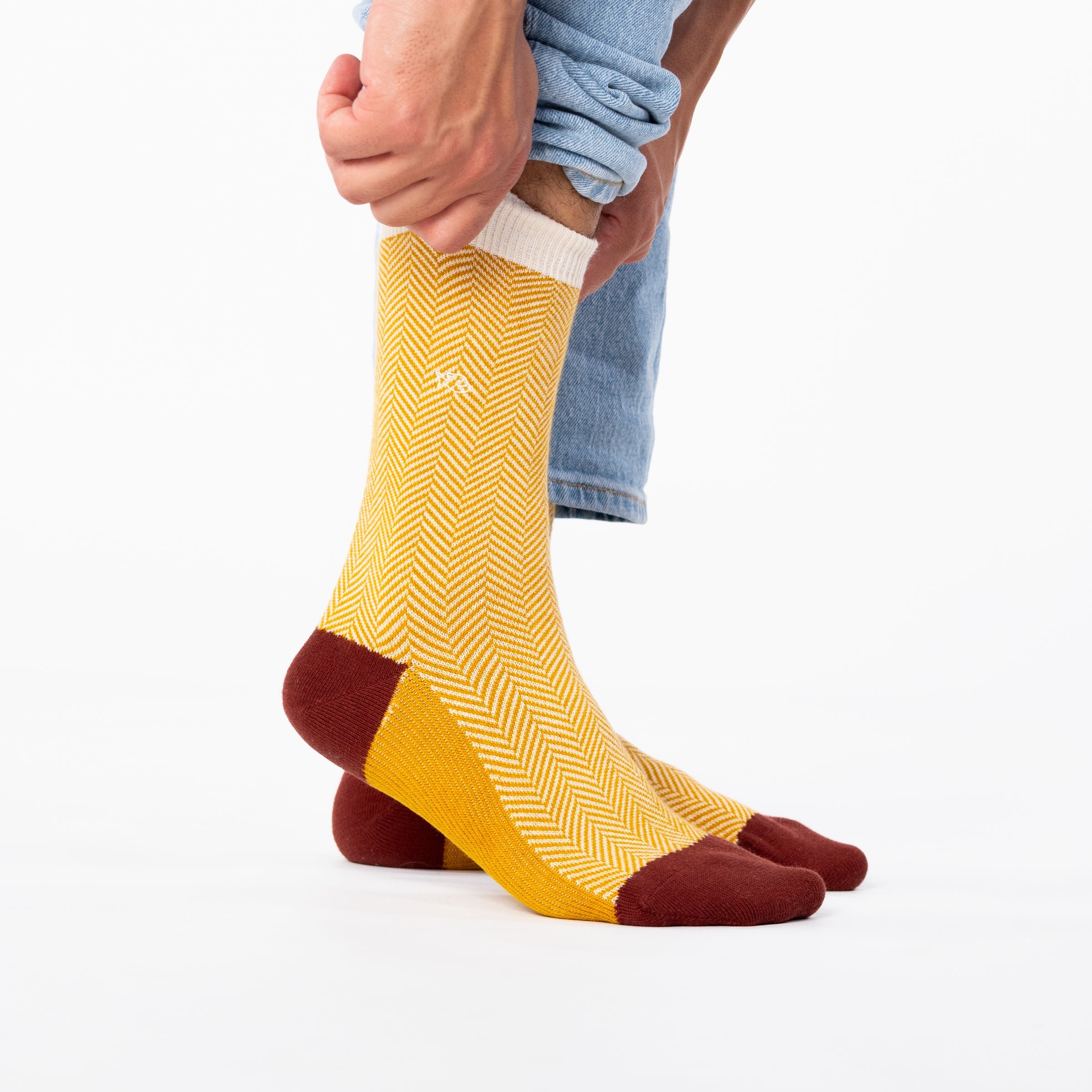 Combed cotton herringbone socks BILLYBELT Yellow