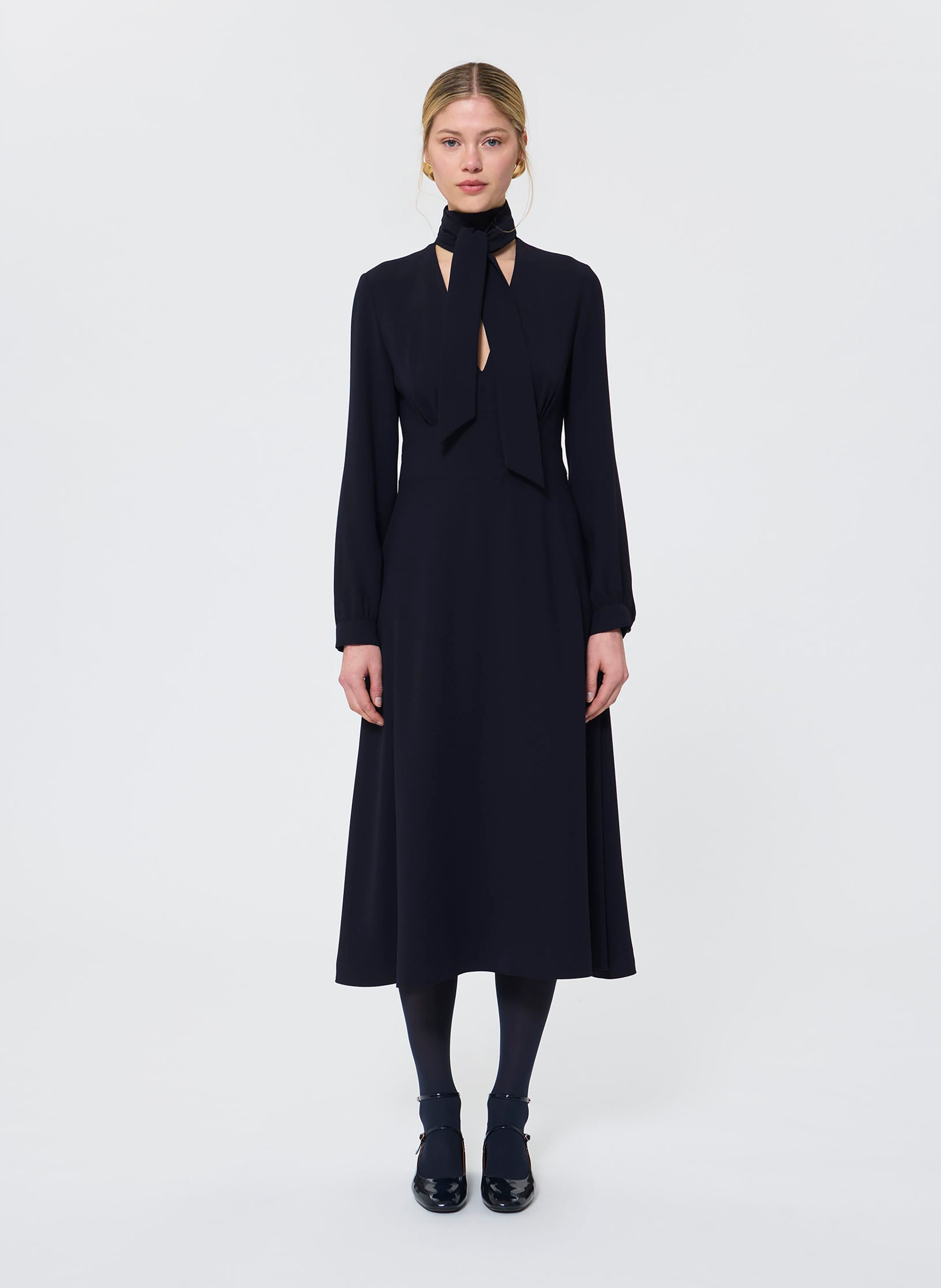 Long pussy-bow dress TARA JARMON Blue