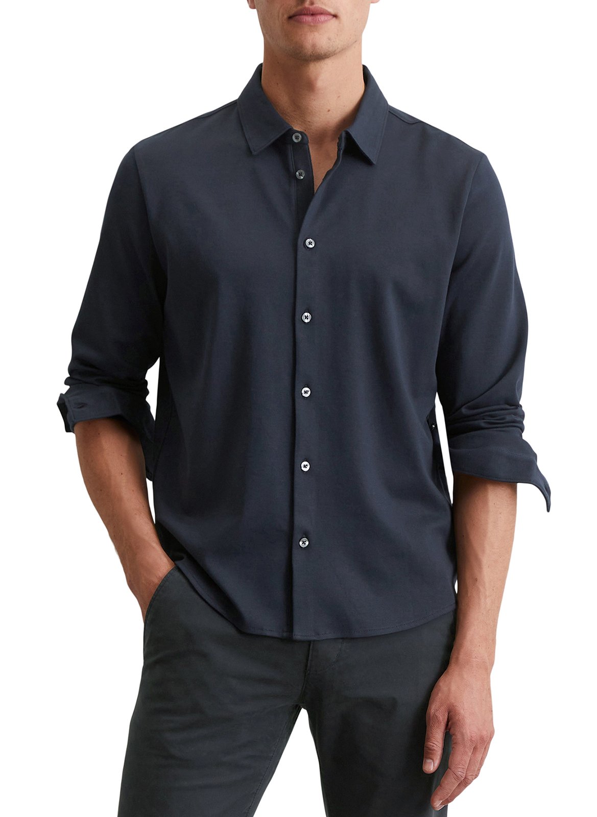 Chemise col classique manches contrastantes en coton MARC O'POLO Blue