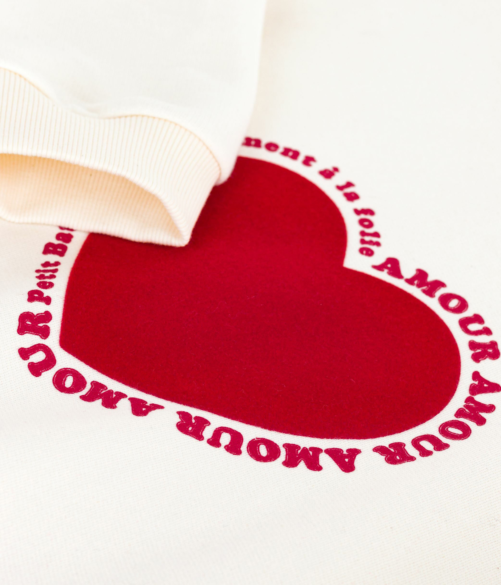 Sweat col rond en coton PETIT BATEAU Blanc