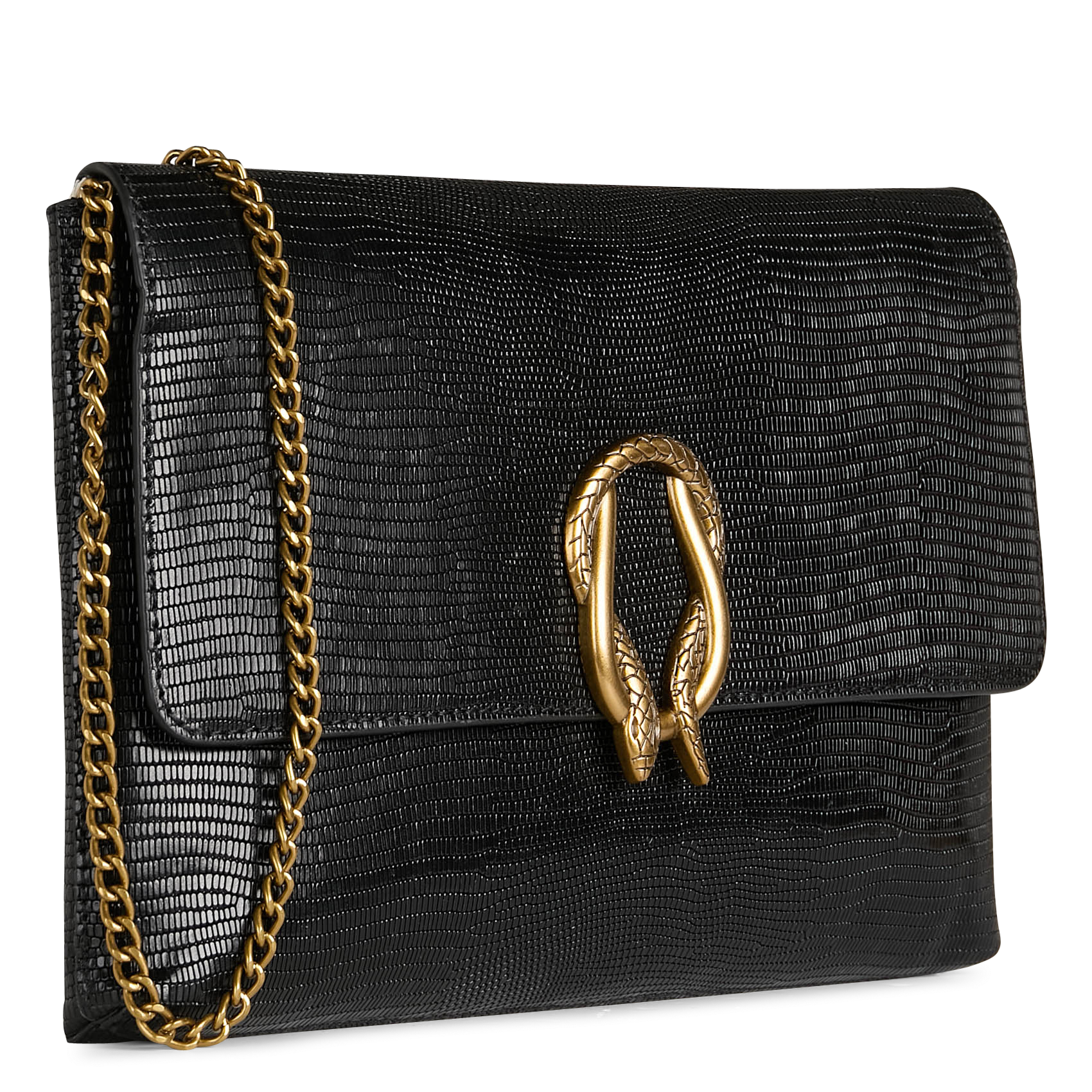 Pochette de soirée en cuir MAISON 123 Noir