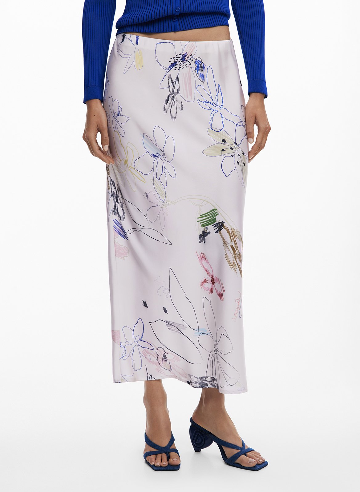 Jupe longue imprimée DESIGUAL Blanc