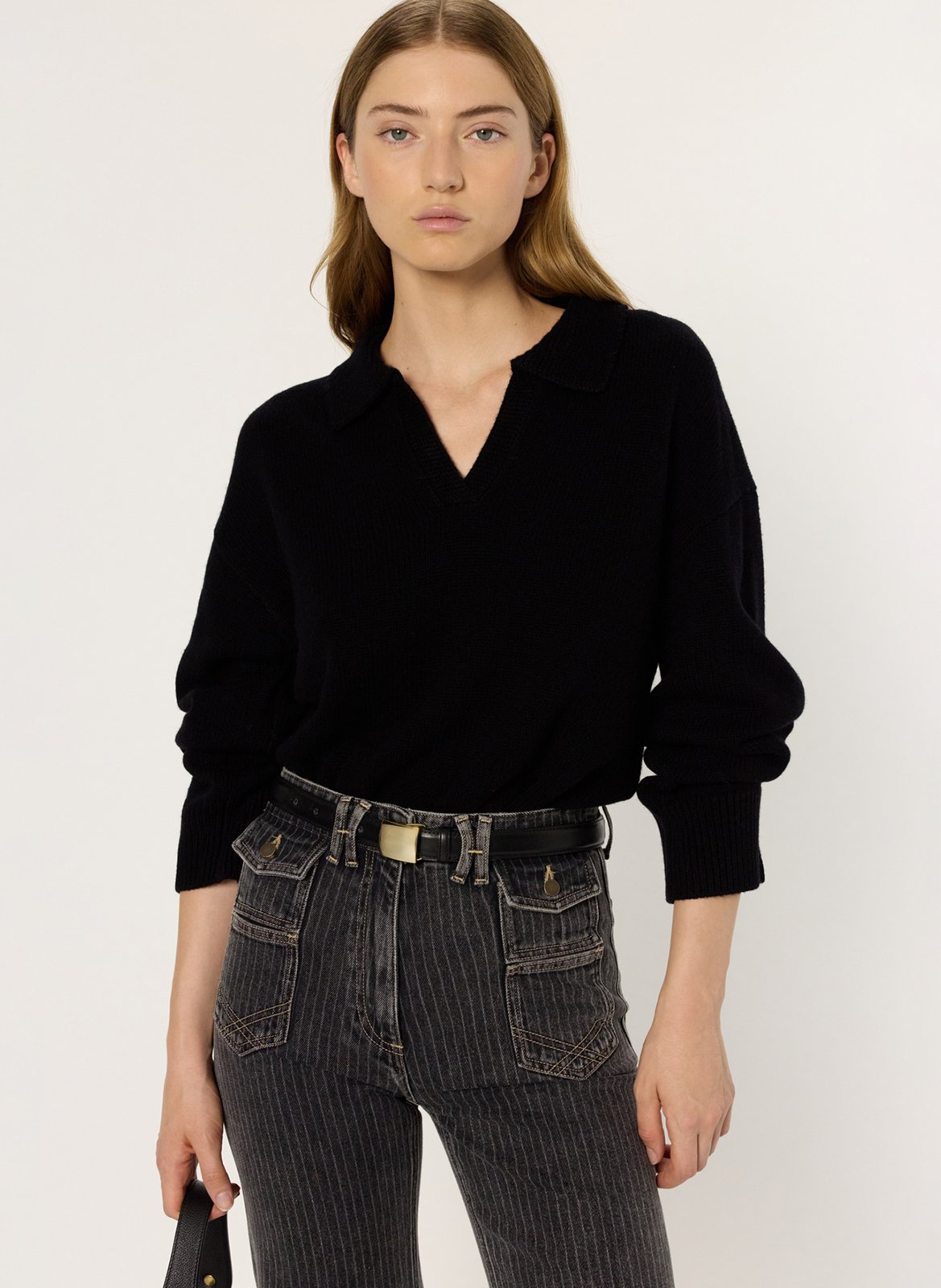 Effen trui met rijgdetail aan de hals en lange mouw GERARD DAREL