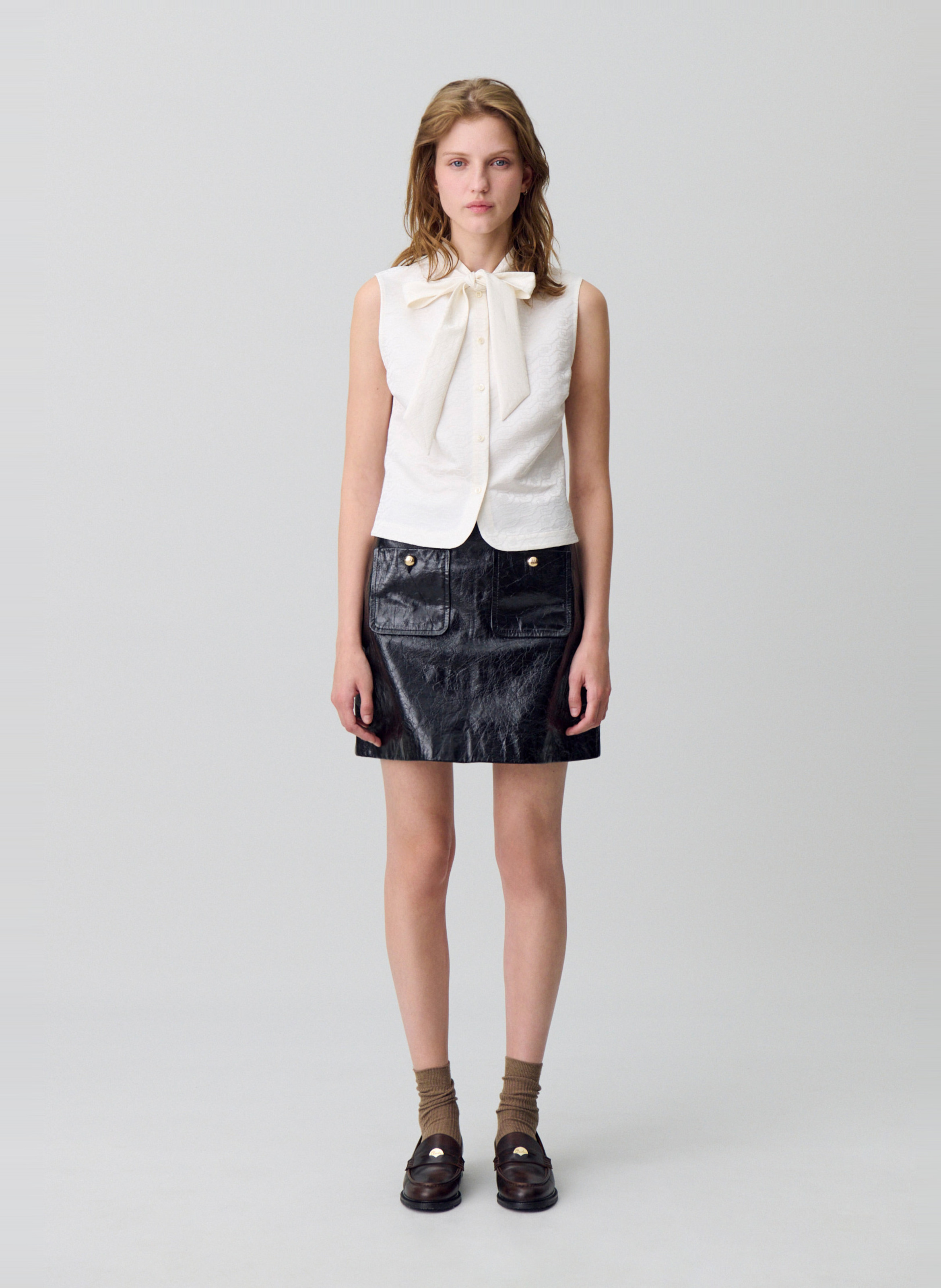 Fitted Lavallière Collar Shirt CLAUDIE PIERLOT Beige