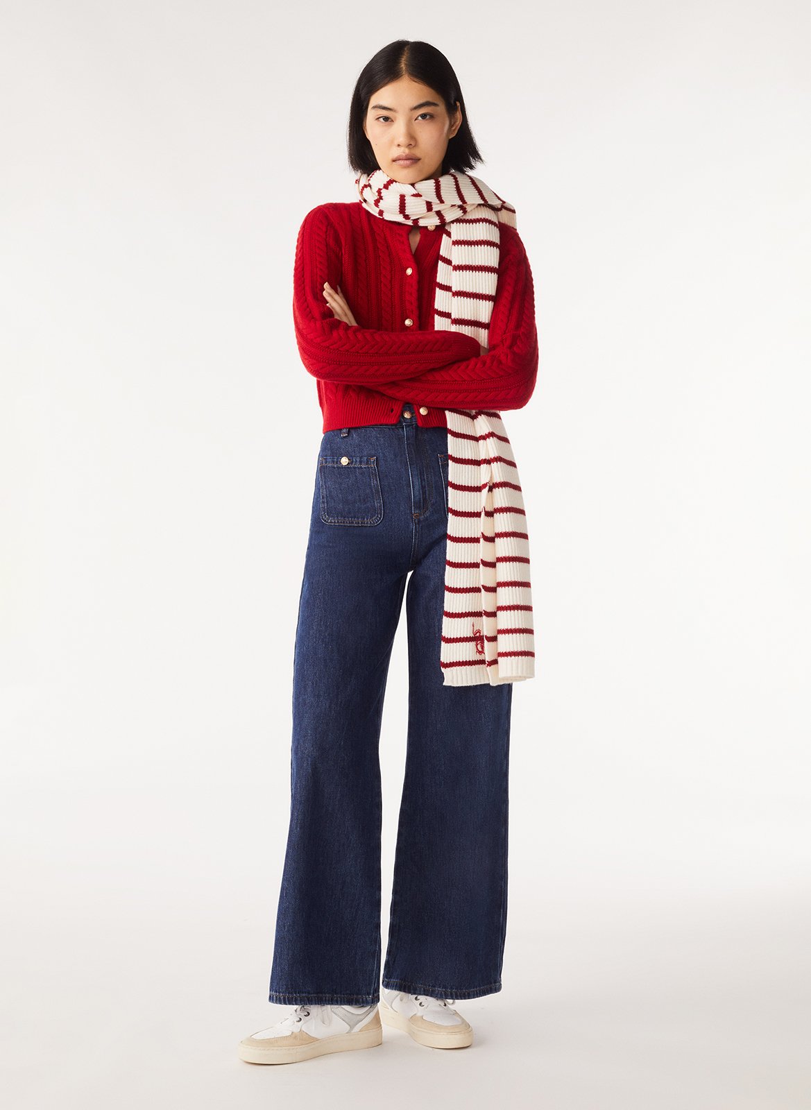 High-rise flared cotton jeans BA&SH Blue