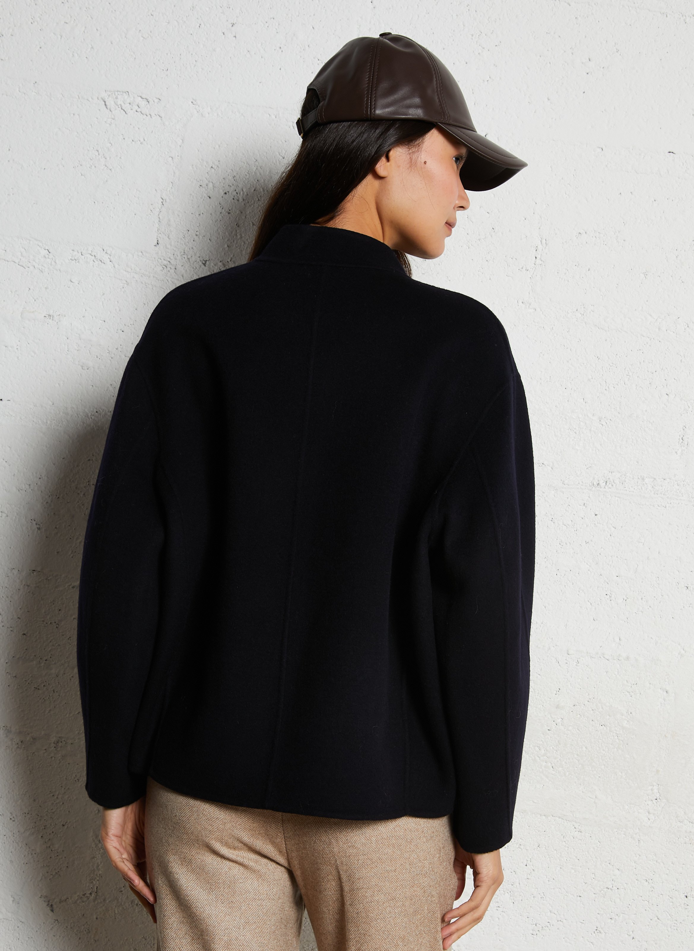 Manteau col rond en laine mélangée  SOEUR Bleu