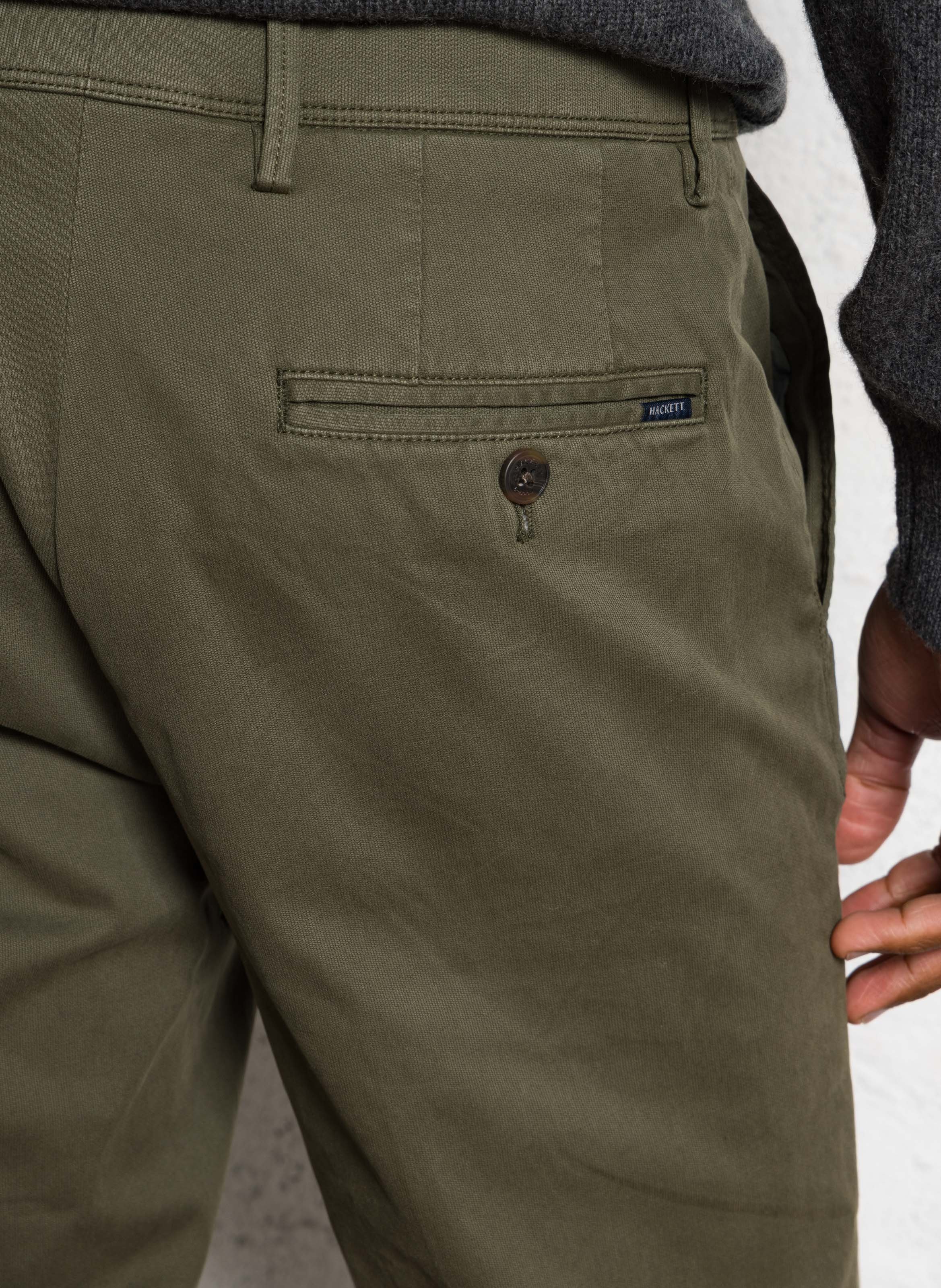 Pantalon slim uni en coton mélangé HACKETT Vert