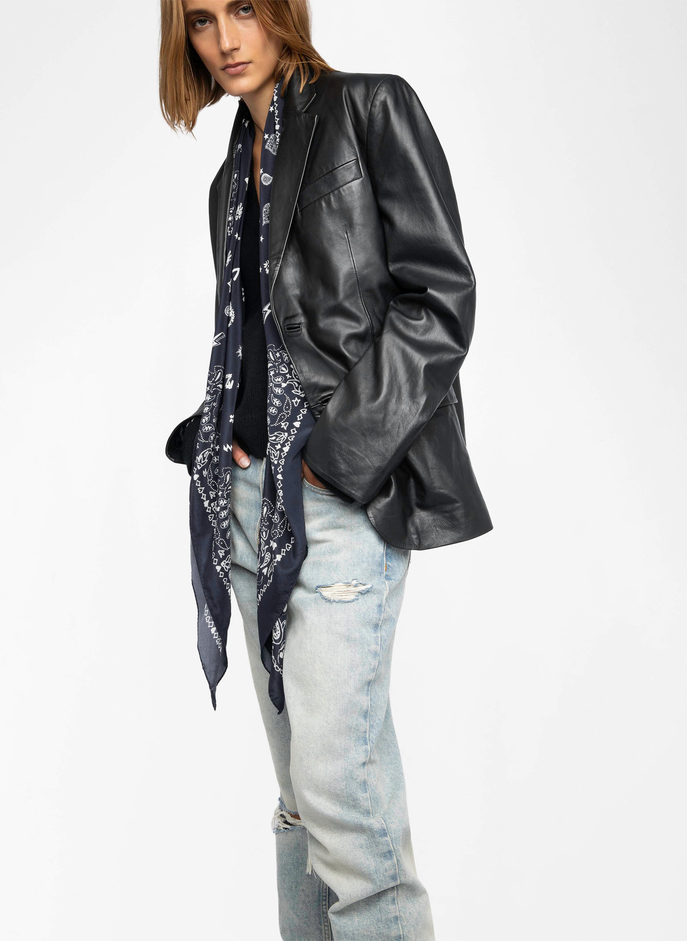 Foulard en soie imprimé ZADIG&VOLTAIRE Noir