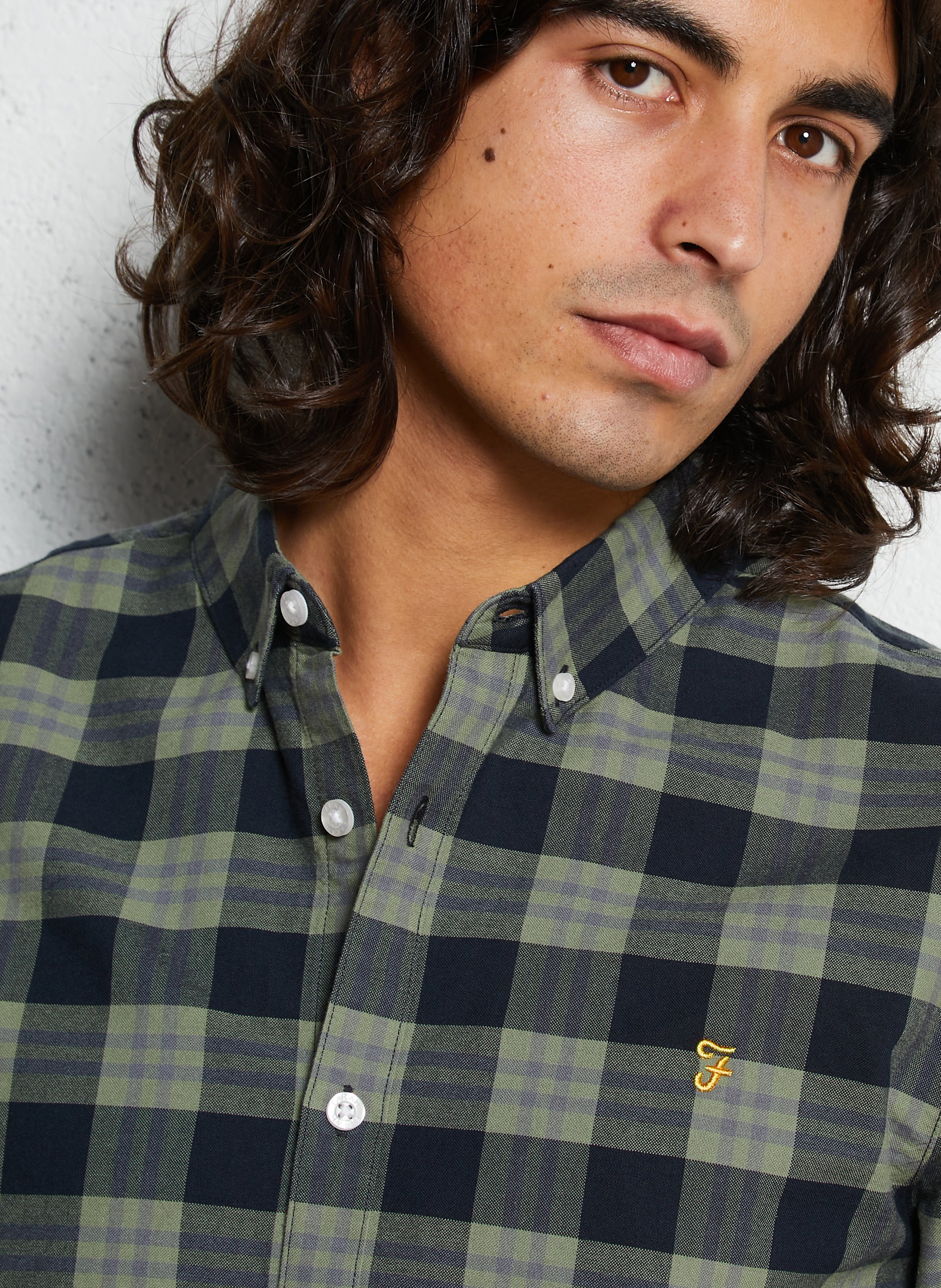 Chemise droite col classique en coton bio FARAH Vert