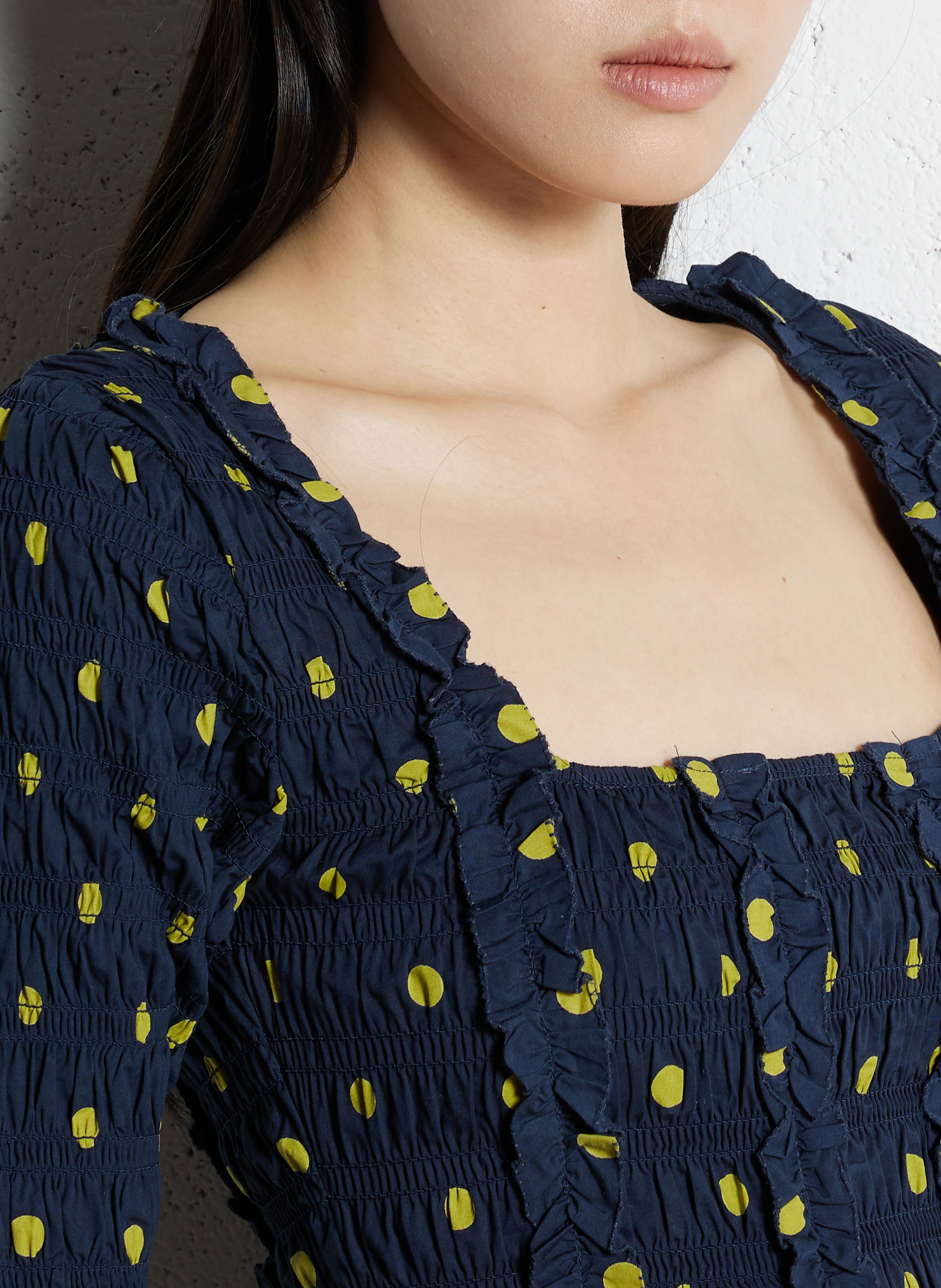 Top col carré à pois en coton bio DAMSON MADDER Multicolore