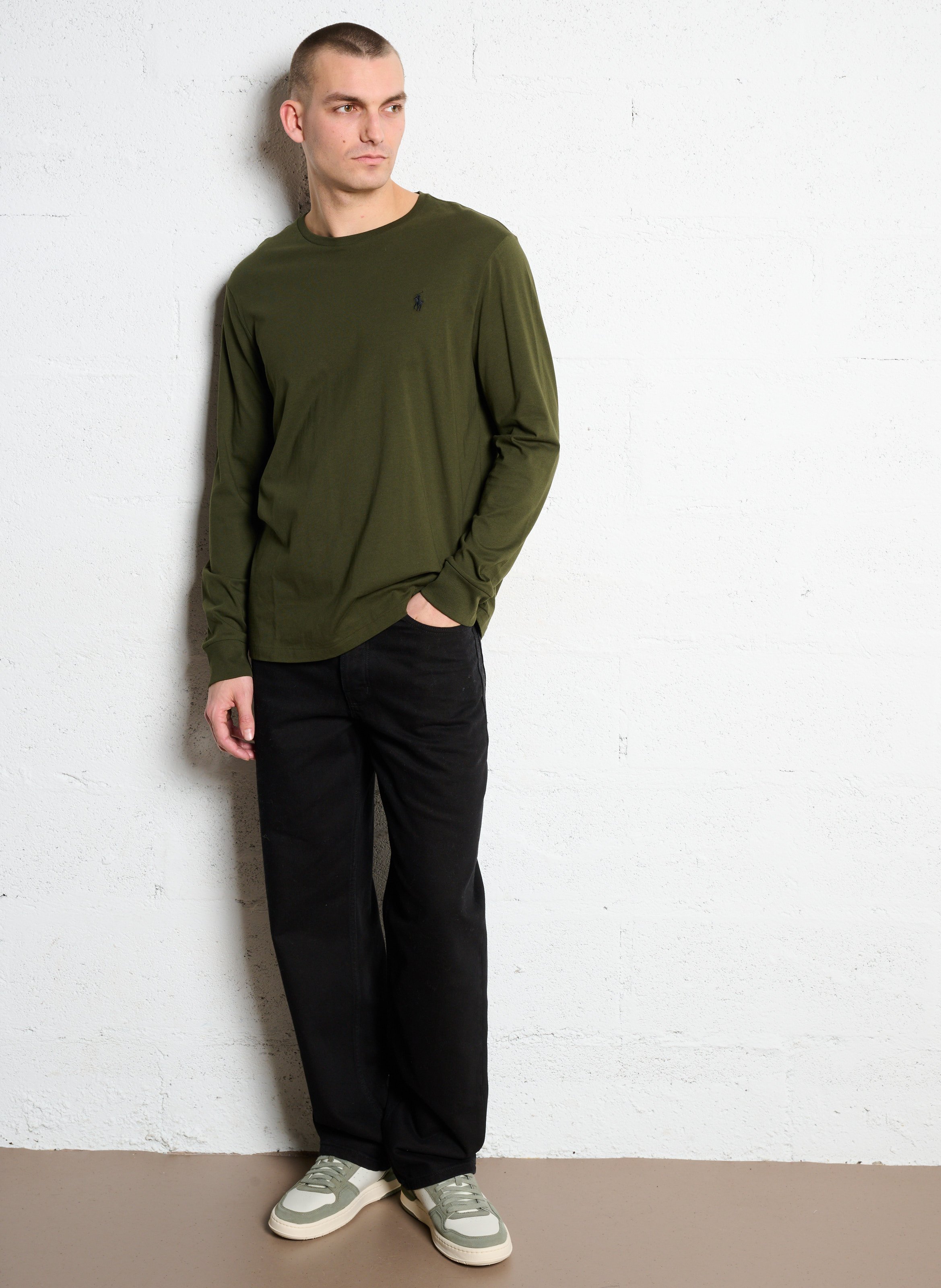 Tee-shirt slim col rond en coton POLO RALPH LAUREN Vert