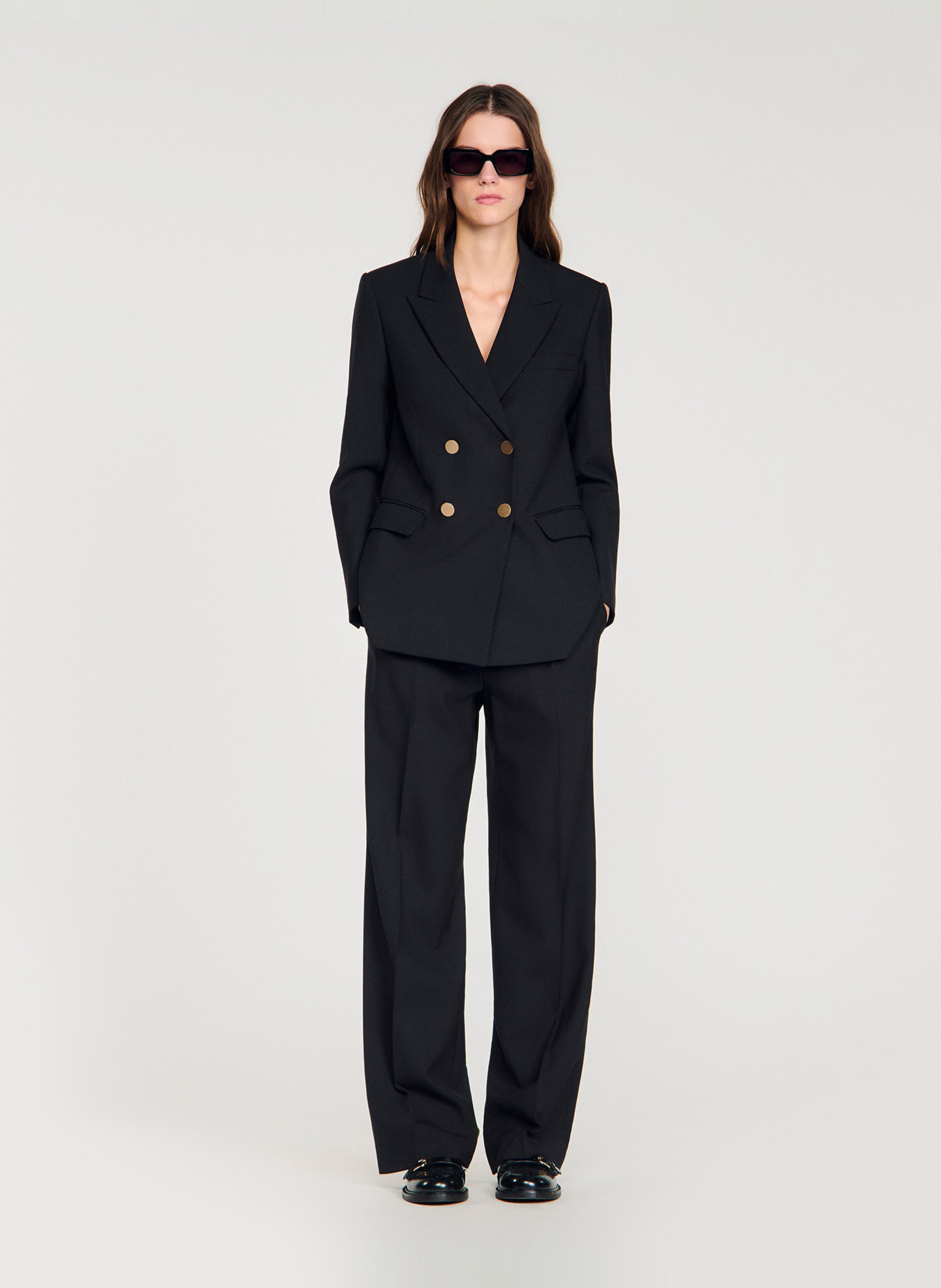 Getailleerd colbert met reverskraag van wol SANDRO Zwart