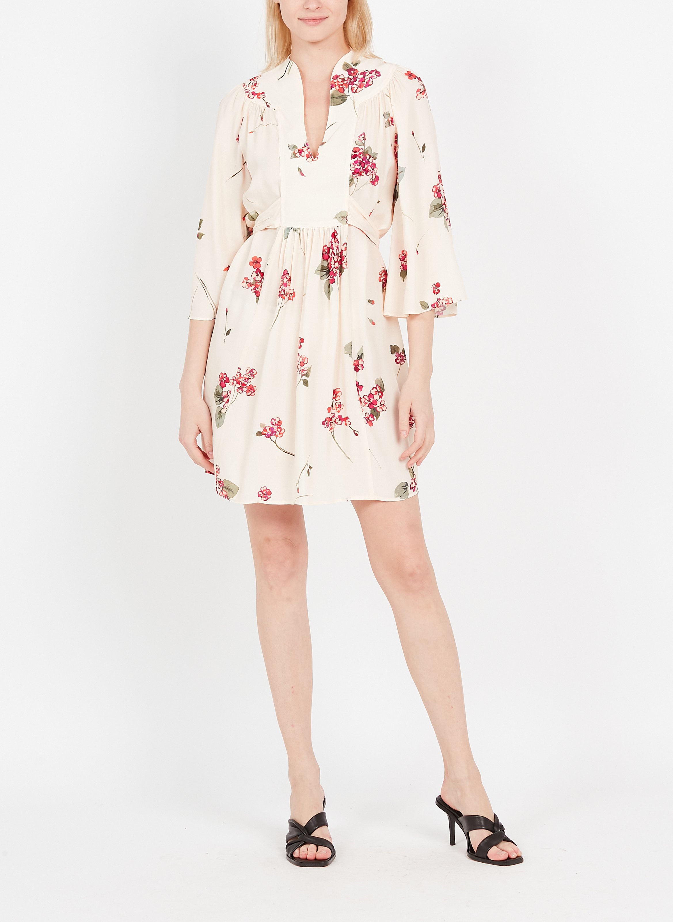 Short printed V-neck dress TWINSET Black