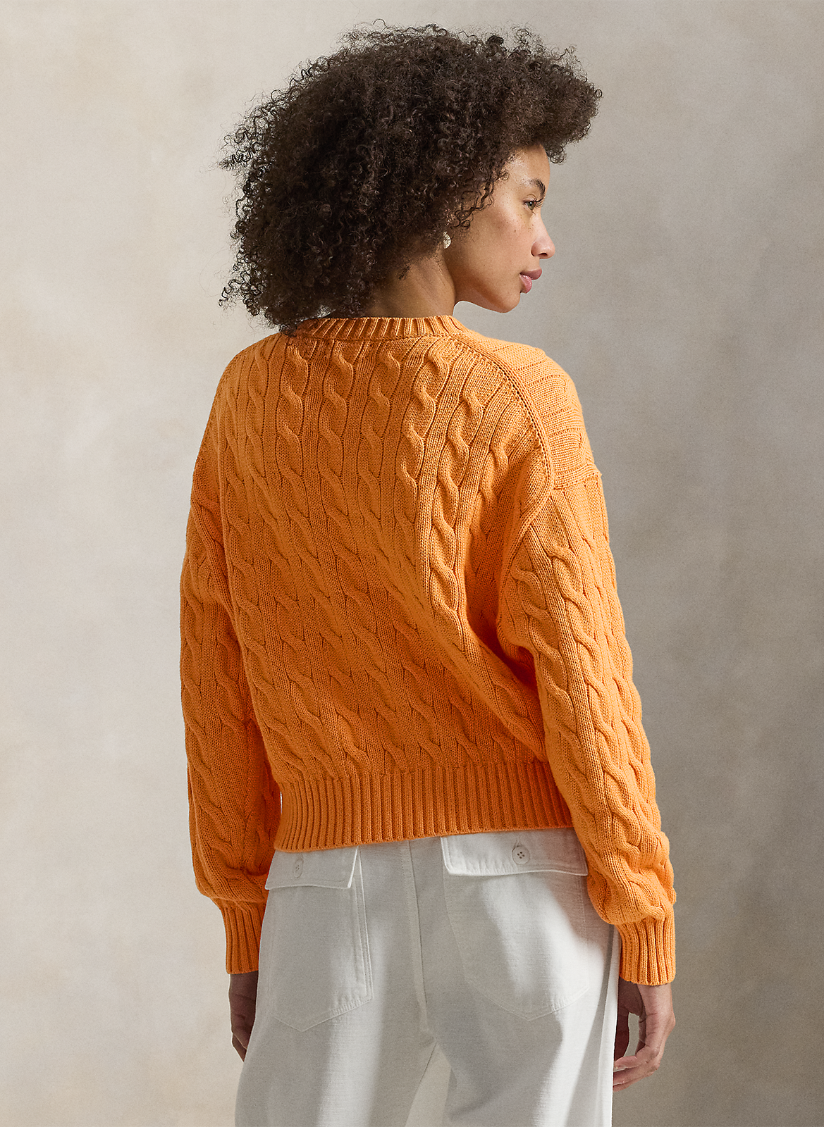 Rechte trui met ronde hals en geborduurd van gedraaid katoen. POLO RALPH LAUREN Oranje