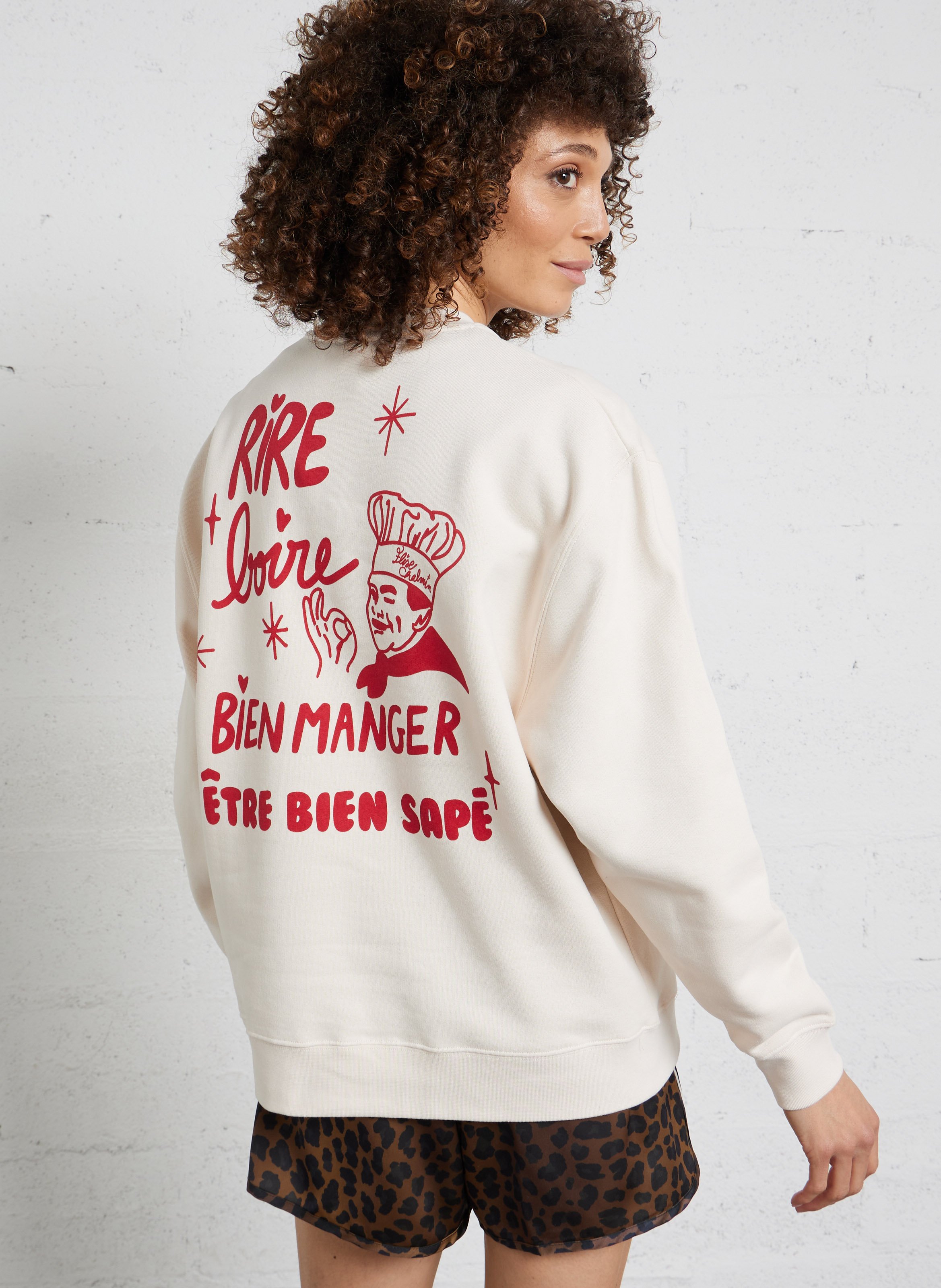 Sweat col rond en coton ELISE CHALMIN Beige