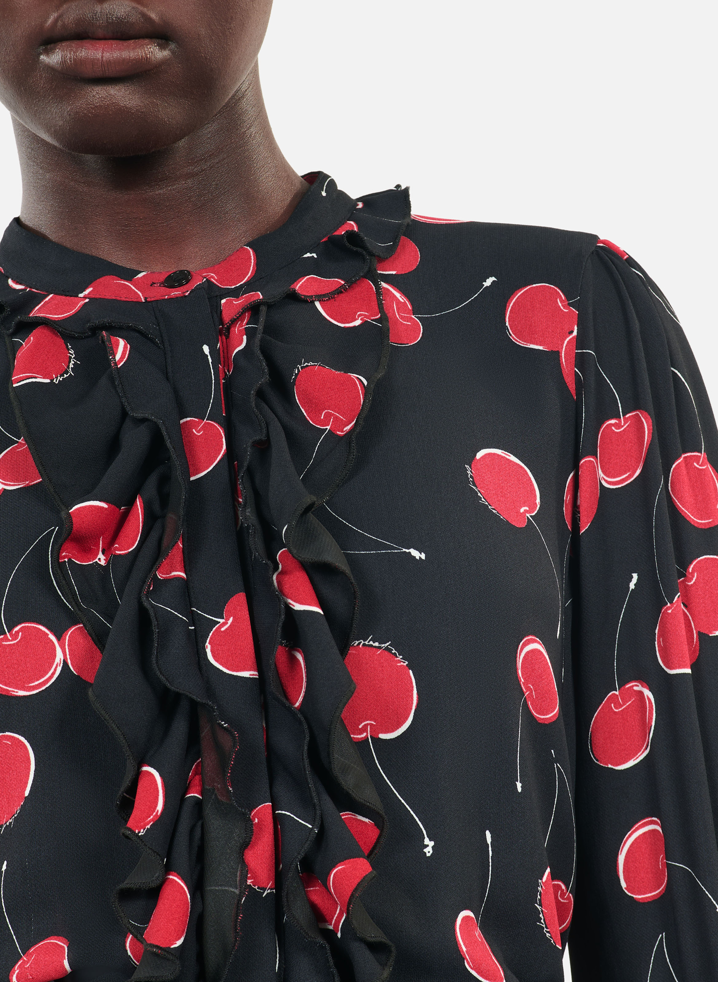 Korte jurk met ronde hals en kersenprint THE KOOPLES Zwart