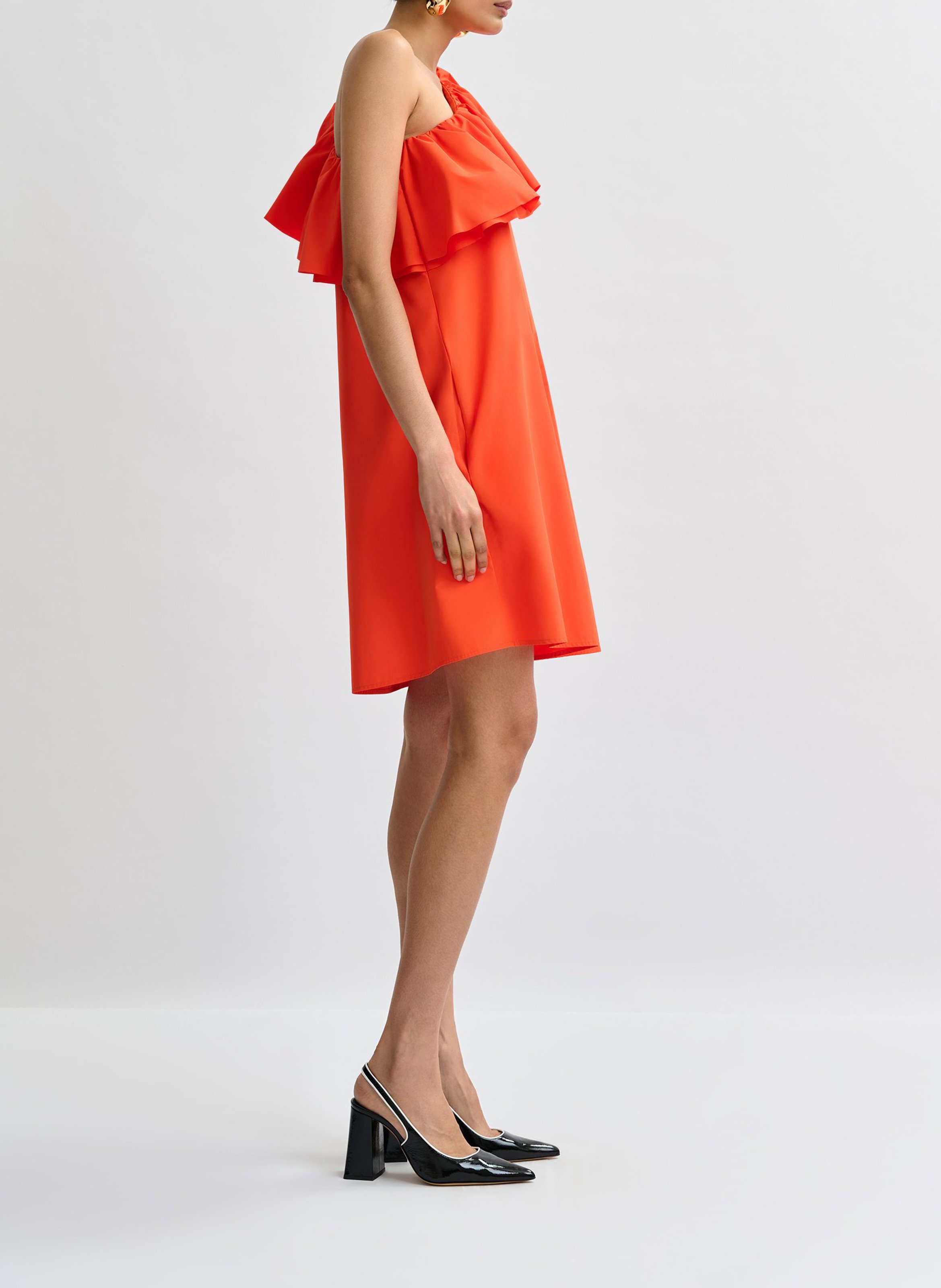 Robe courte col asymétrique ESSENTIEL ANTWERP Orange