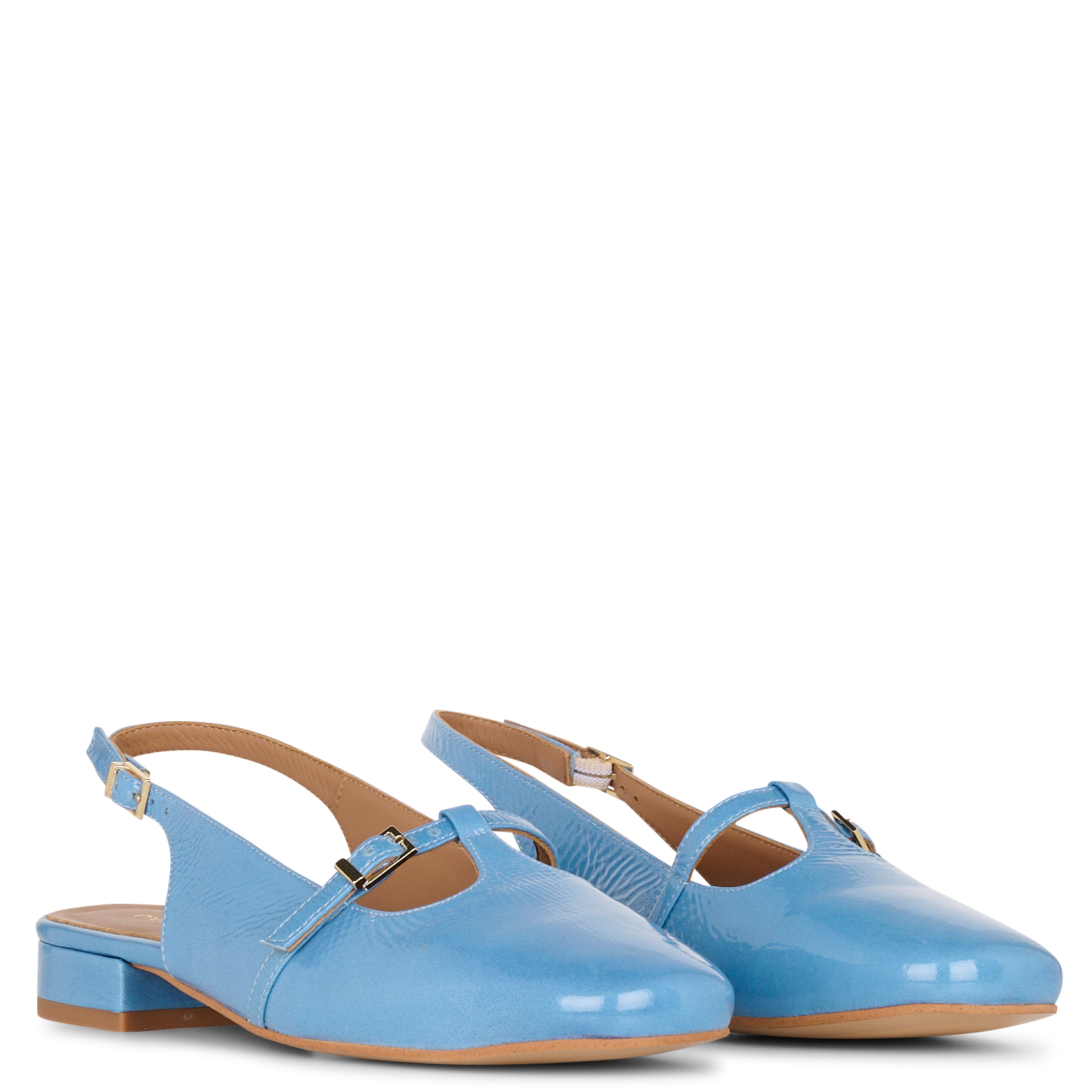 Babyslingback in lakleer MELLOW YELLOW Blauw