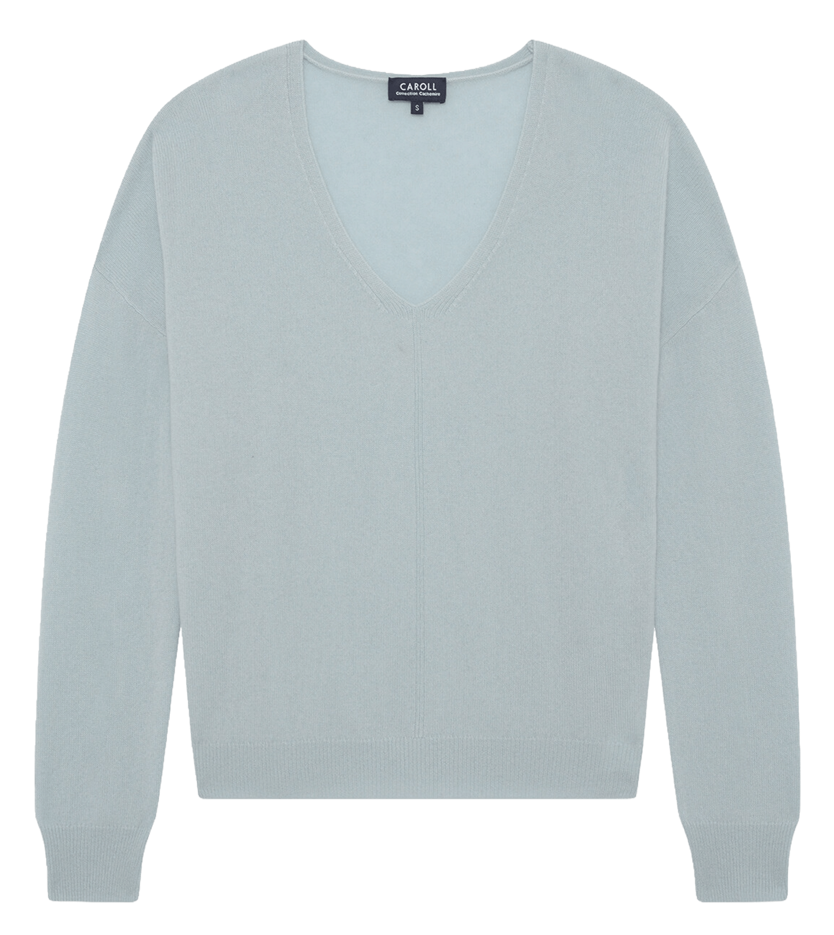 Gerade geschnittener Kaschmirpullover mit V-Ausschnitt CAROLL Blau