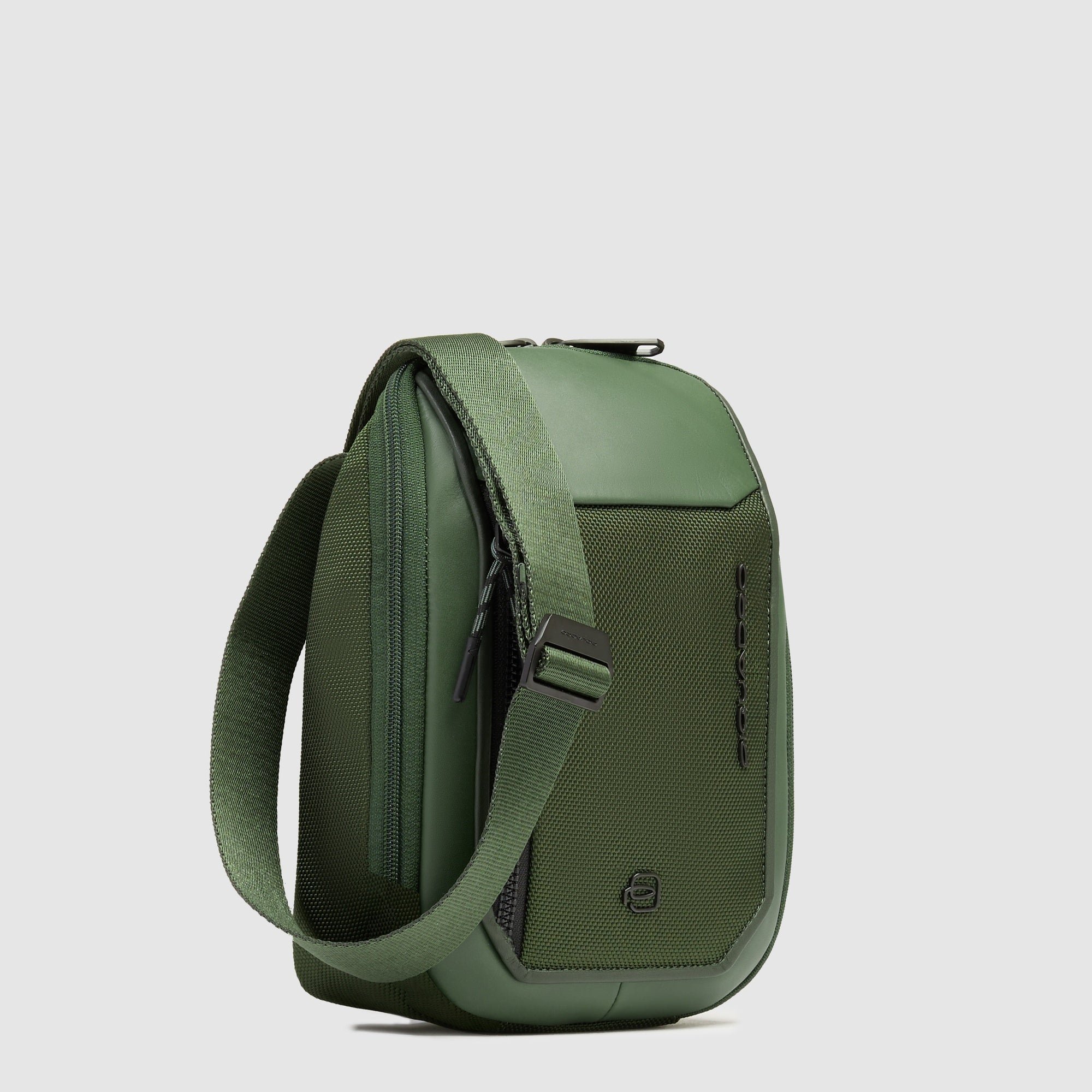 Crossbody bag for iPad® mini in recycled fabric PIQUADRO Green