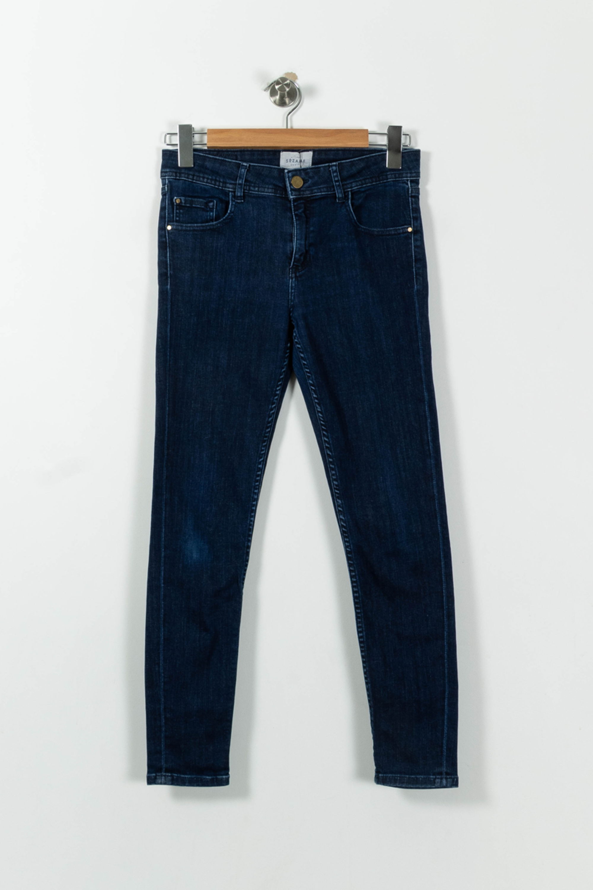 Cropped slim jeans with studs SEZANE - Seconde main Blue