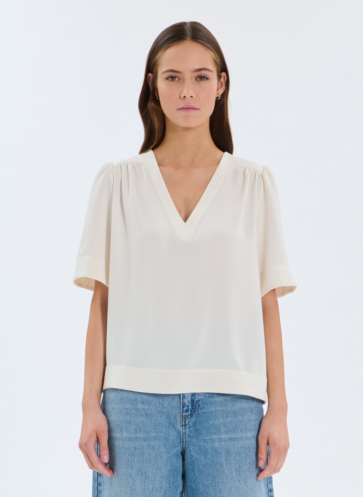 Oversized top met V-hals ZAPA Wit