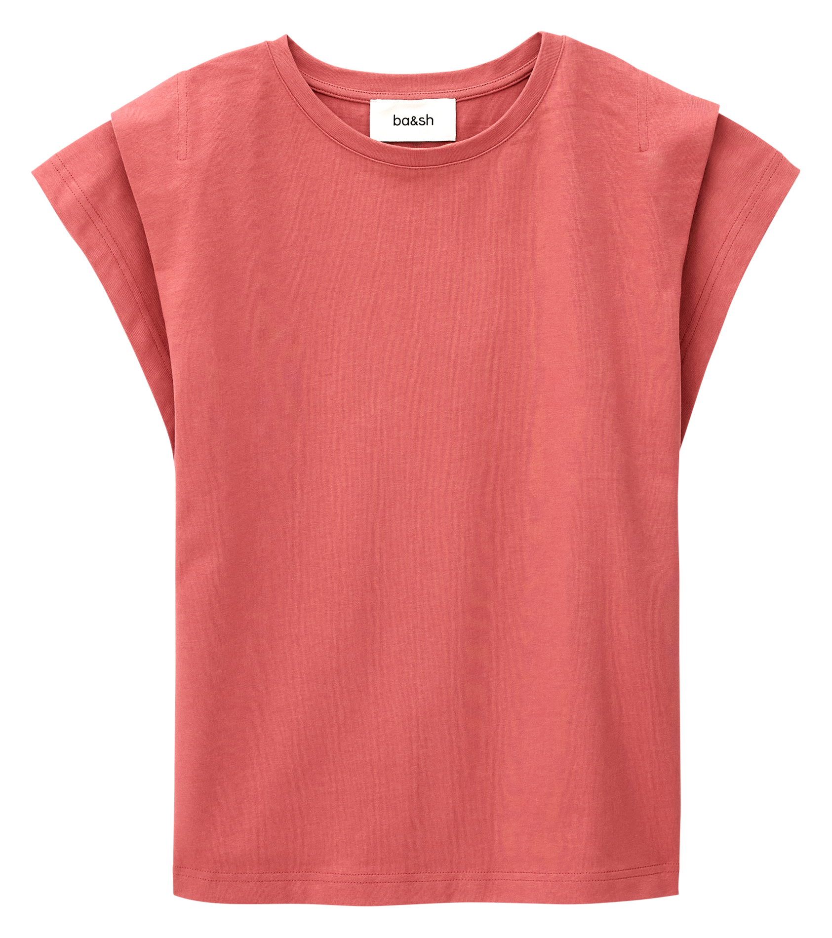 Tee-shirt droit col rond en coton BA&SH Rose
