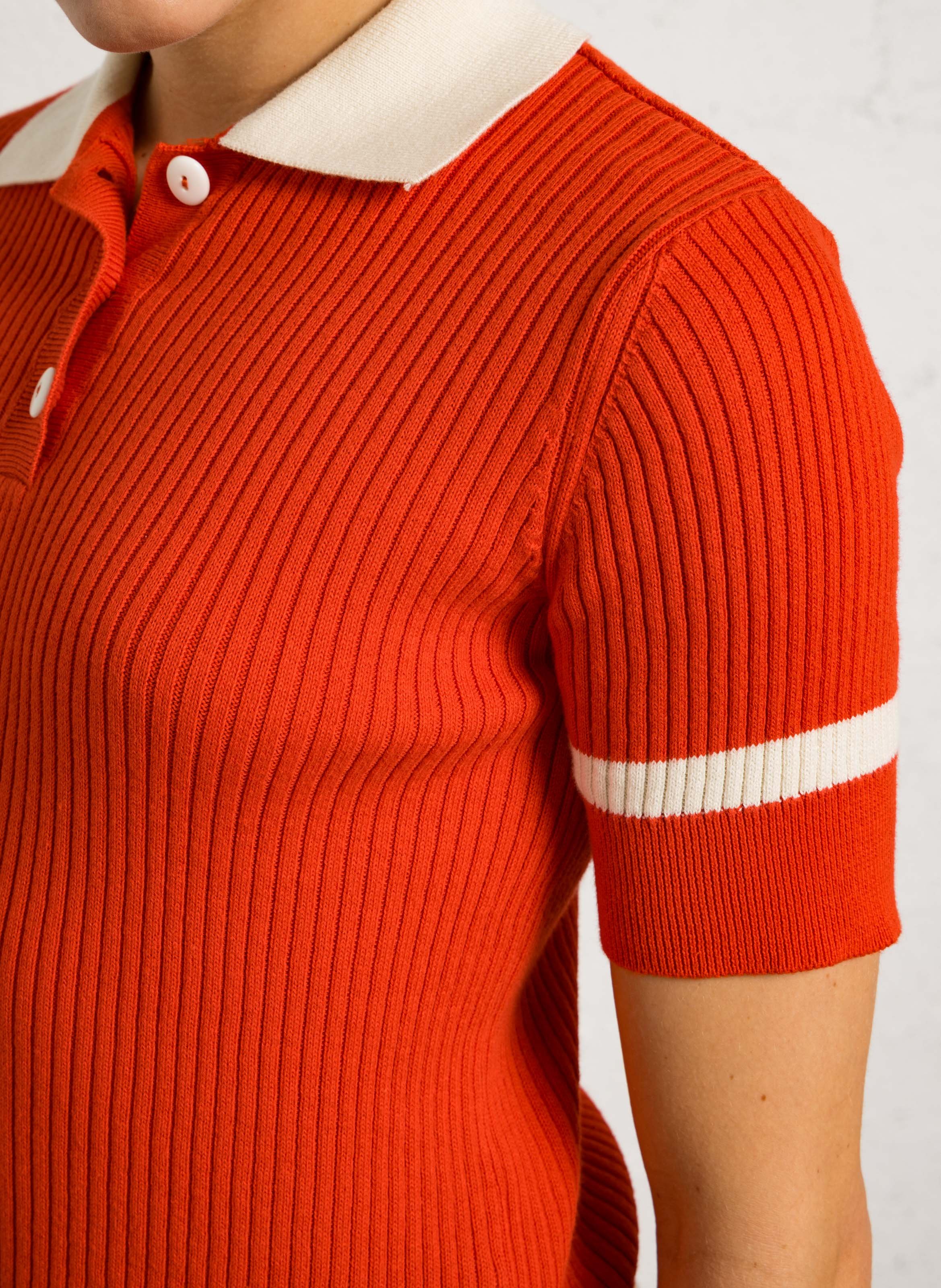 Ribbed knit sweater with polo collar DR BLOOM Red
