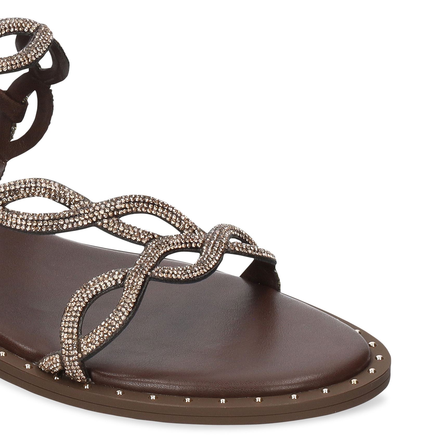 Platte sandalen met stras BIBI LOU Bruin
